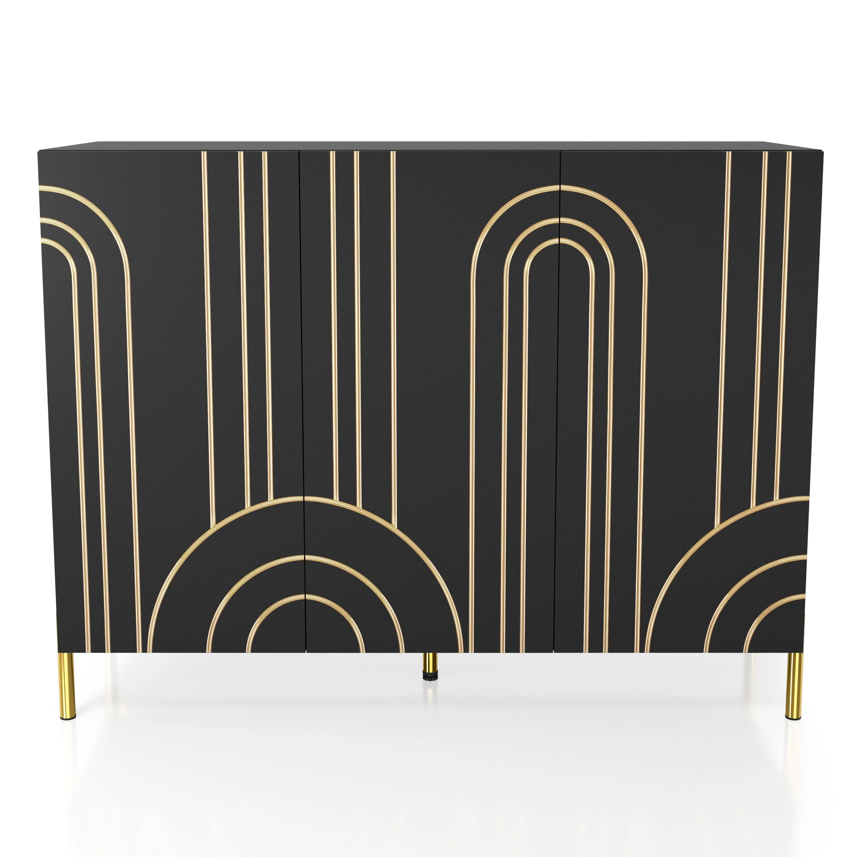 Furniture of America Taz Black Wood Credenza Console Sideboard Cabinet for Livingroom