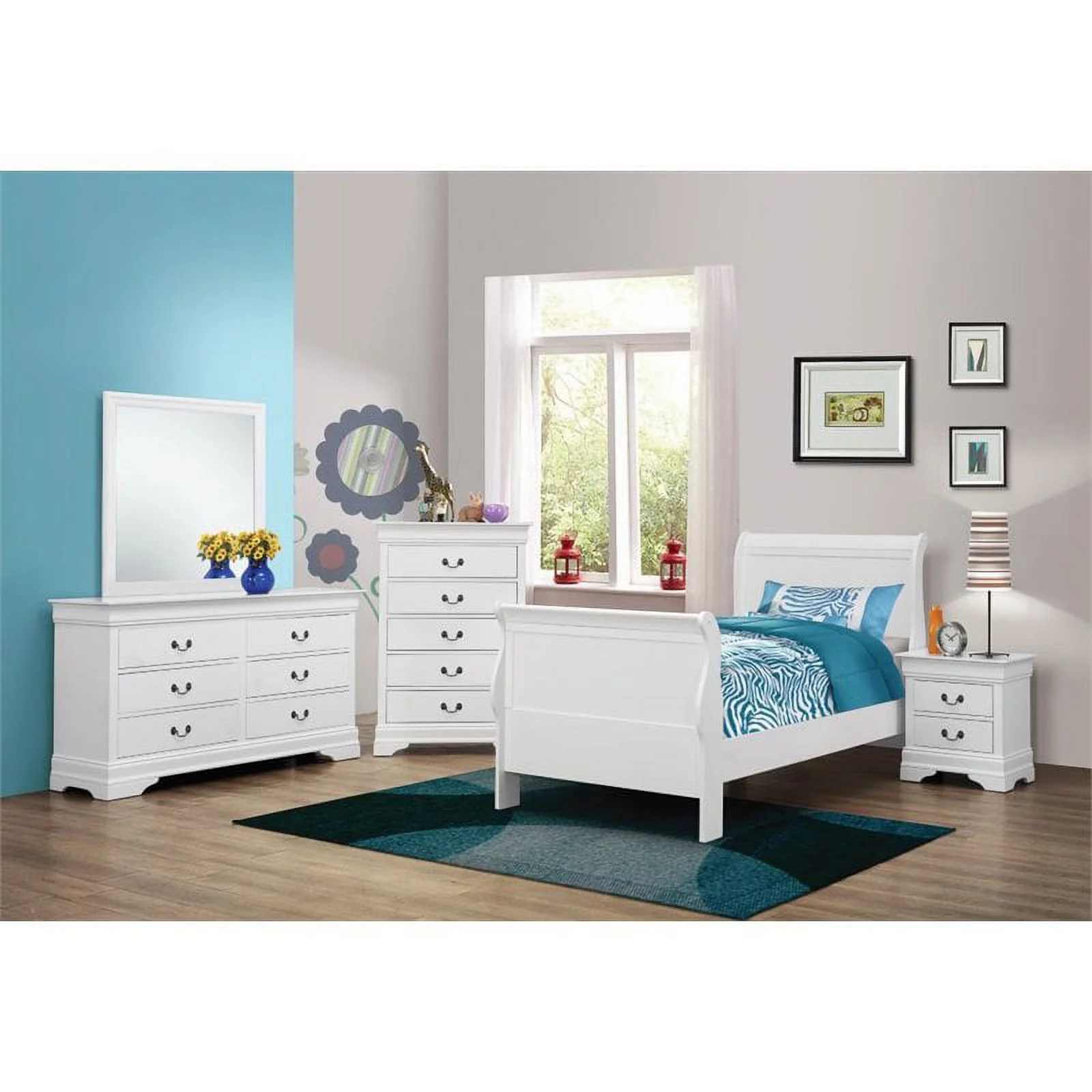 Louis Philippe Bedroom Set with Sleigh Headboard