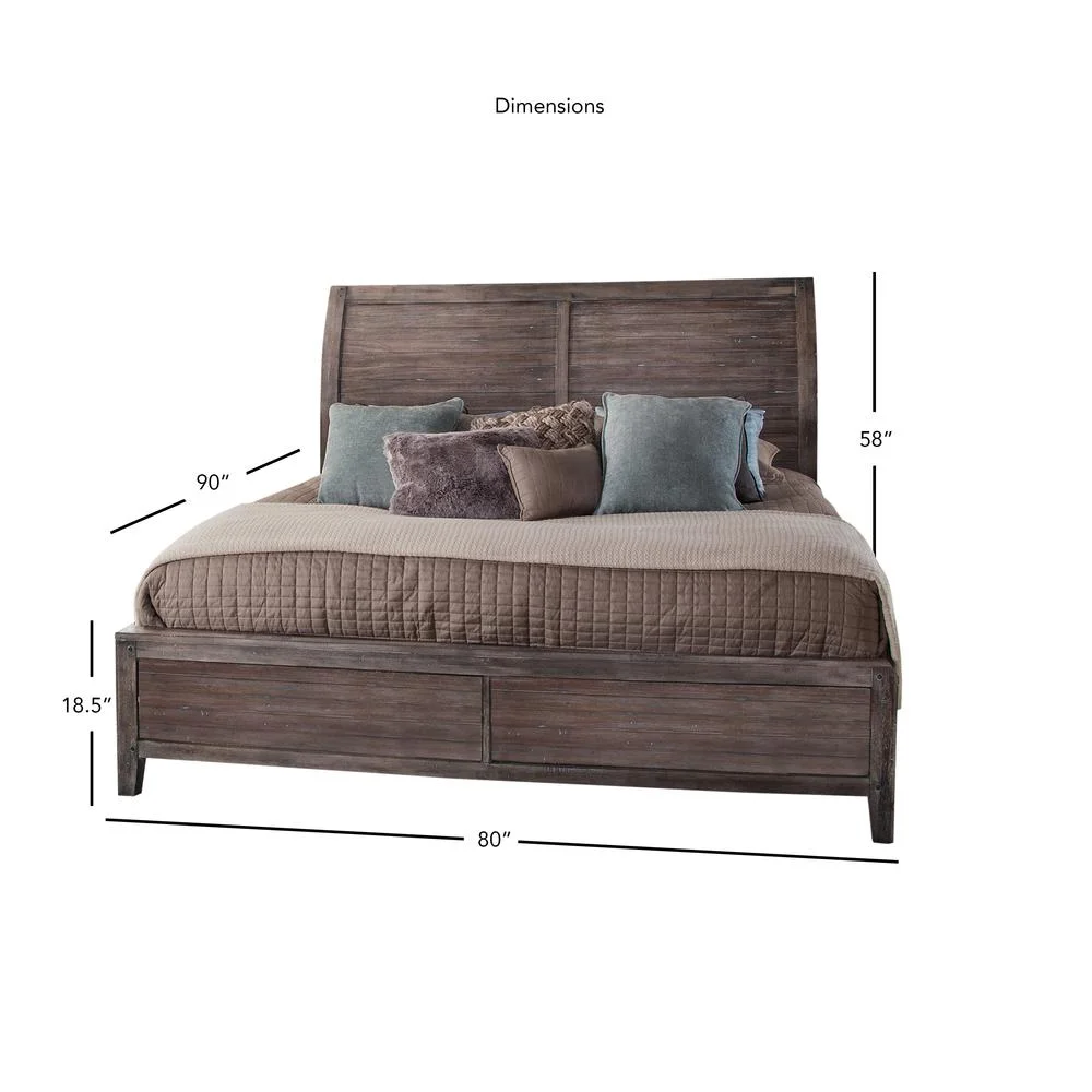 American Woodcrafters Aurora Weathered Gray Wood King Sleigh Bed