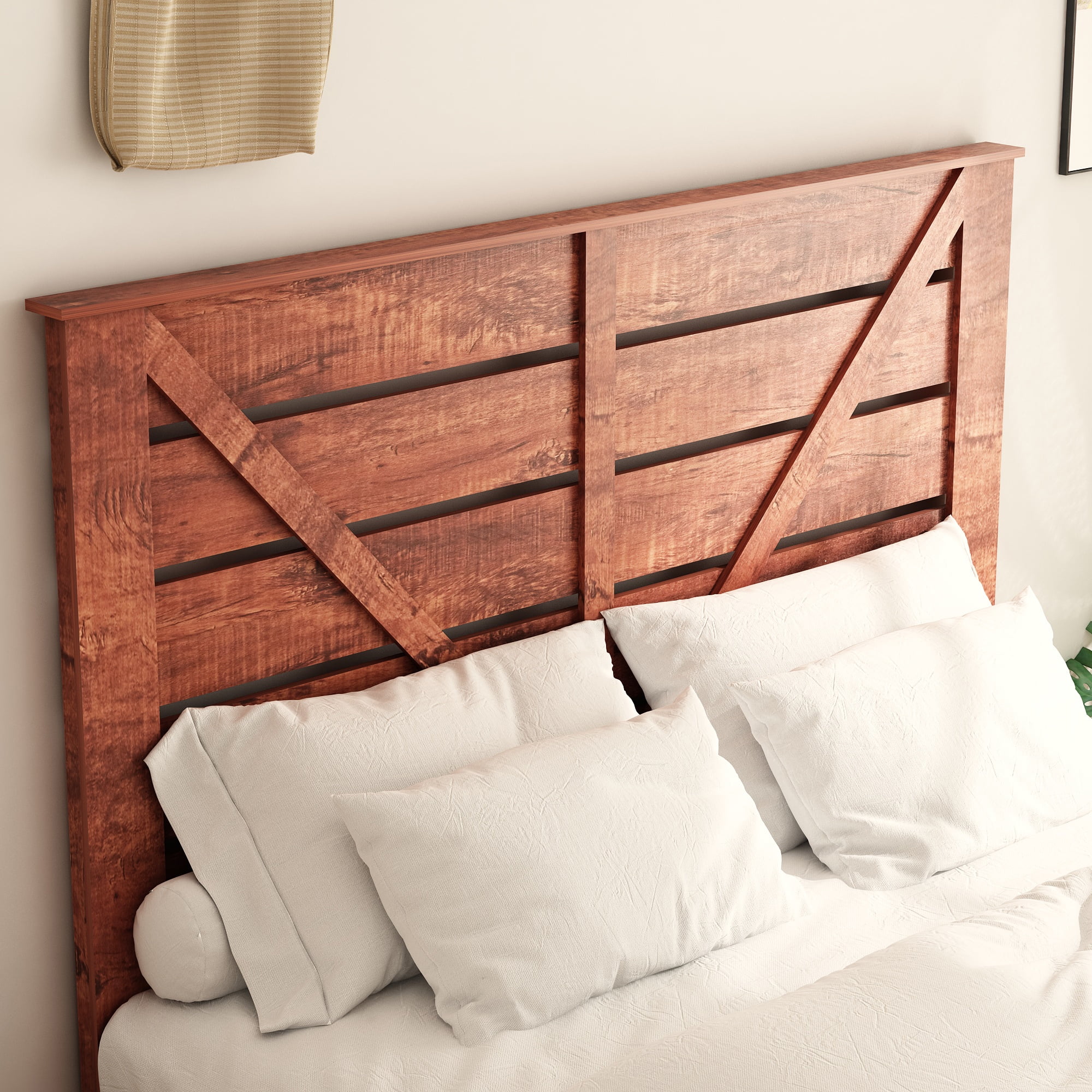 CoSoTower Queen Bed Frame Headboard , Wood Platform Bed Frame , Noise Free,No Box Spring Needed and Easy Assembly Tool,Large Under Bed Storage, Vintage Brown