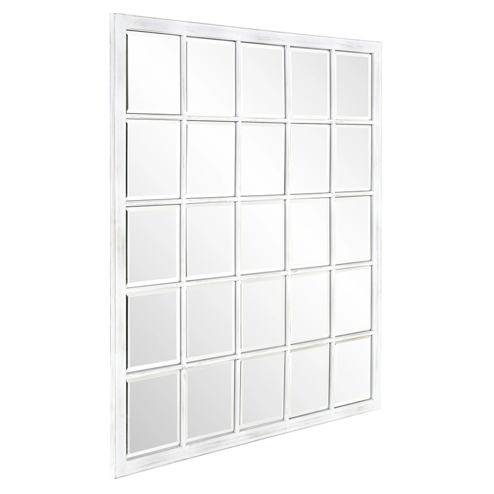 Homeroots Rectangular Whitewash Window Pane Tile Mirror - 38
