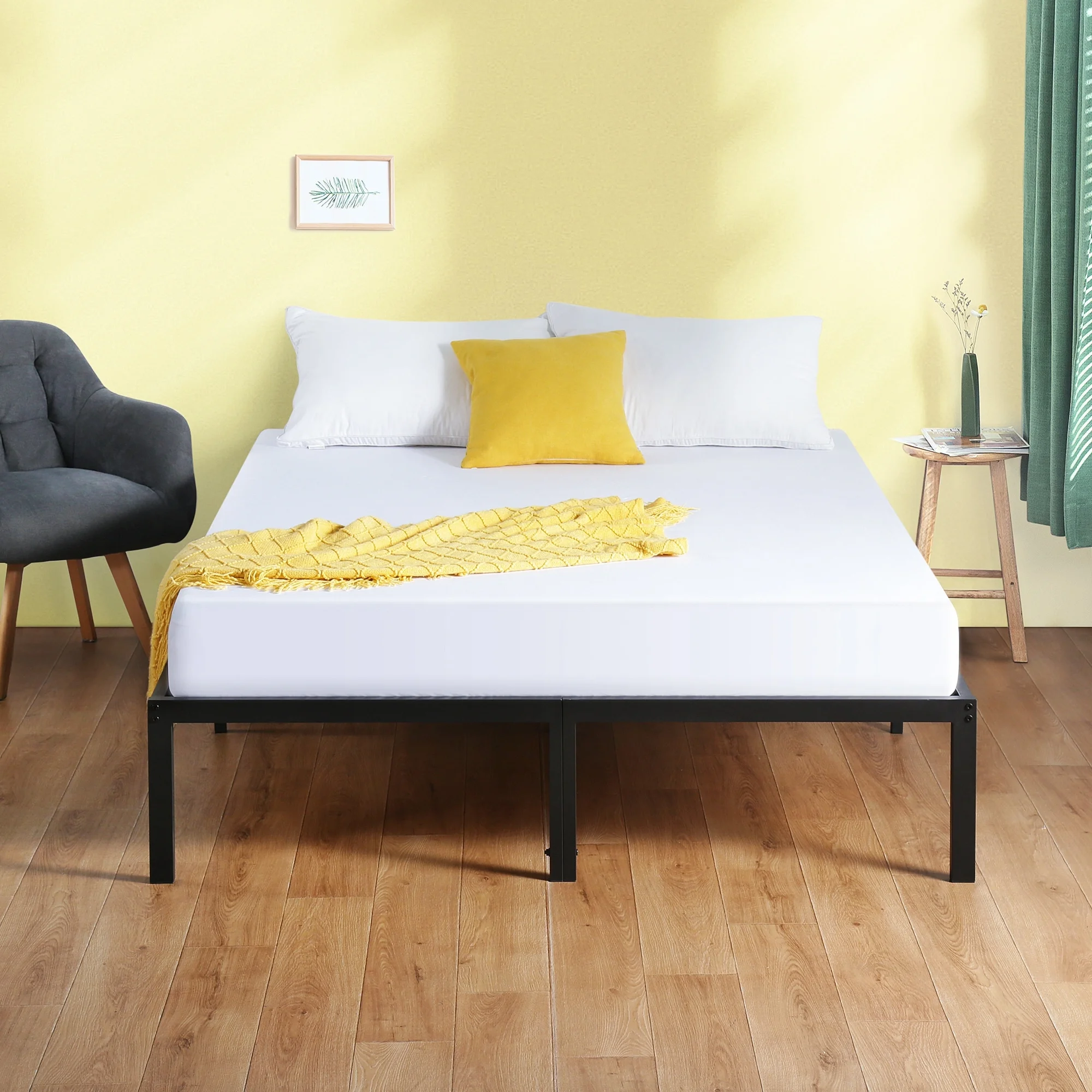 Sleeplanner  14-inch Minimalist Modern Black Metal Platform Bed Frame, No Box Spring Needed Twin