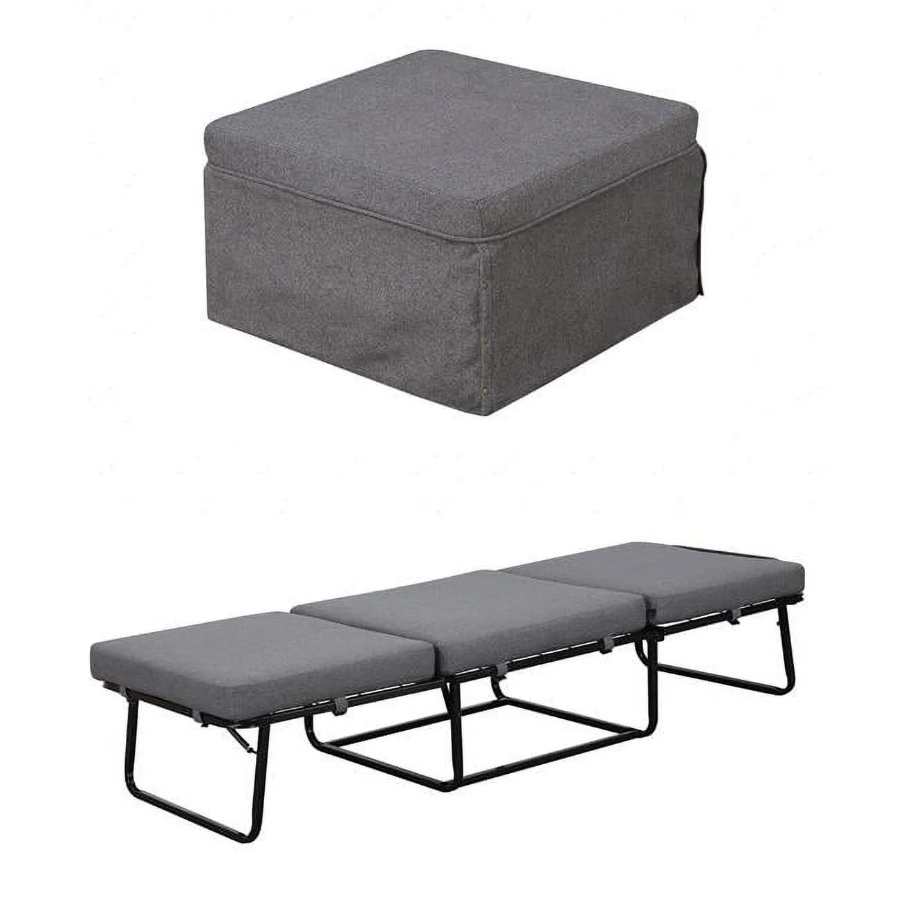 Designs4Comfort Folding Bed Ottoman - Soft Gray Fabric