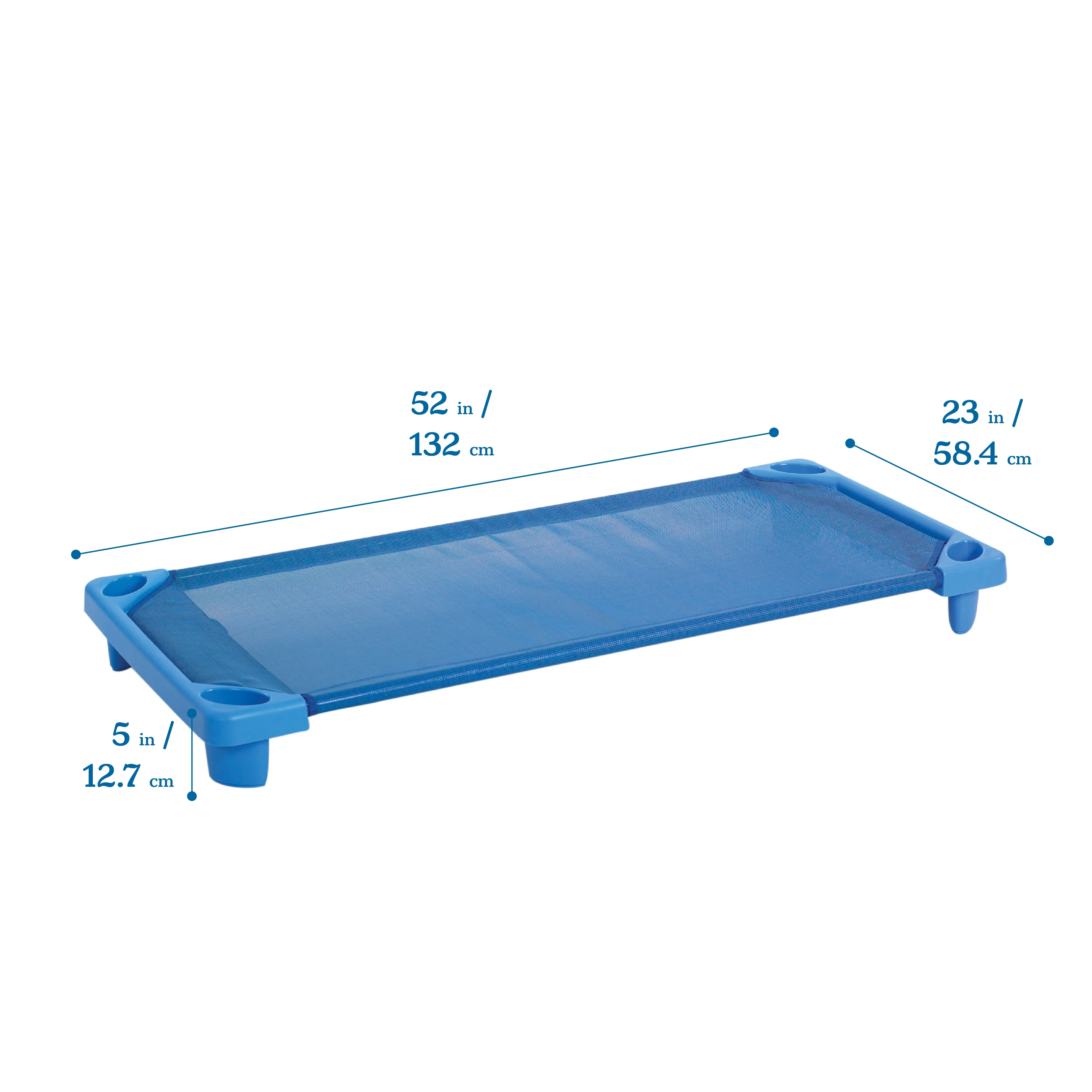ECR4Kids Streamline Cot, Standard Size, Classroom Furniture, Blue, 6-Pack