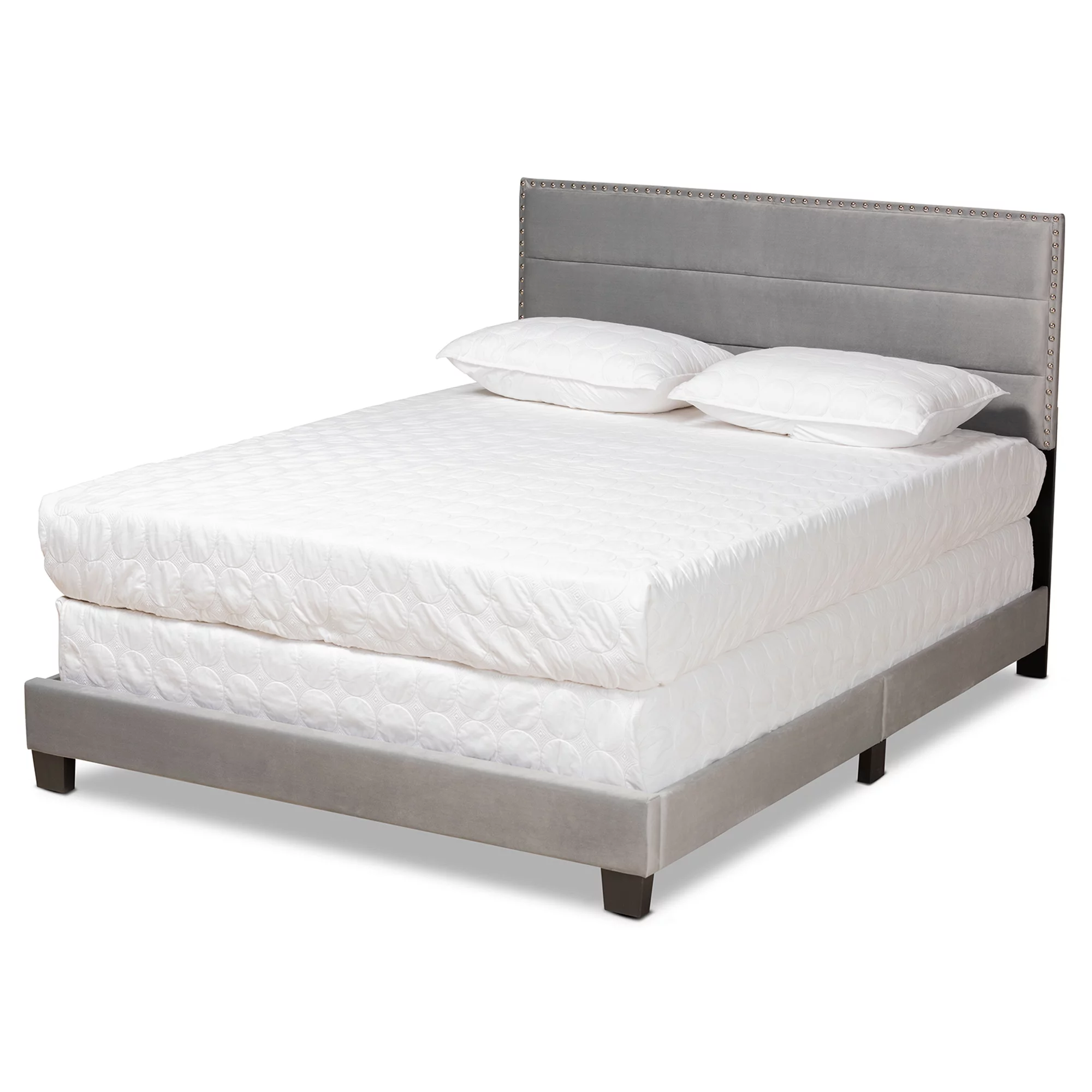 Baxton Studio Tamira Contemporary/Modern Velvet Tufted Panel Bed, Queen, Grey/Black