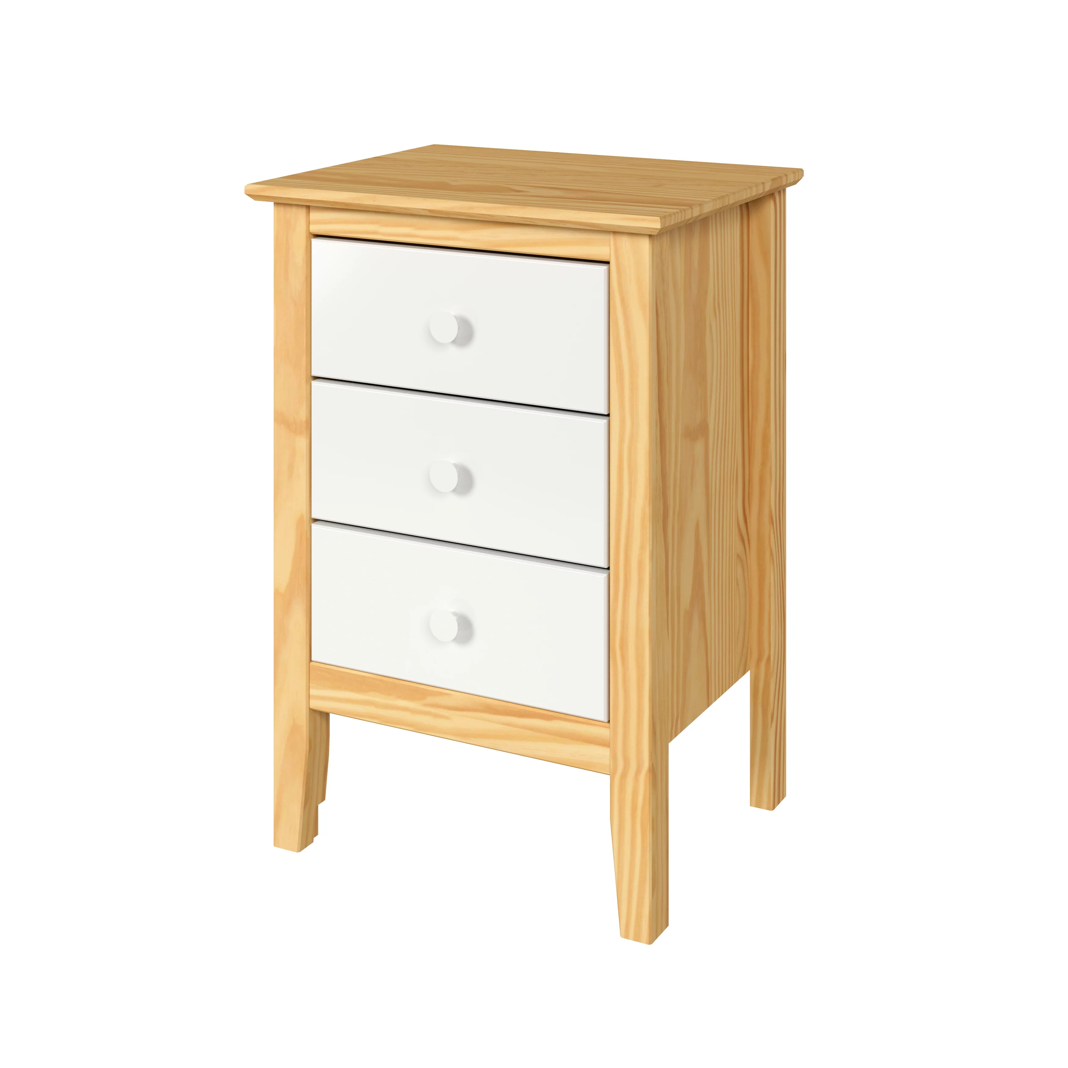 Adeptus Solid Wood Easy Pieces 3 Drawer End Table Natural w/White Front, White and Natural Knobs