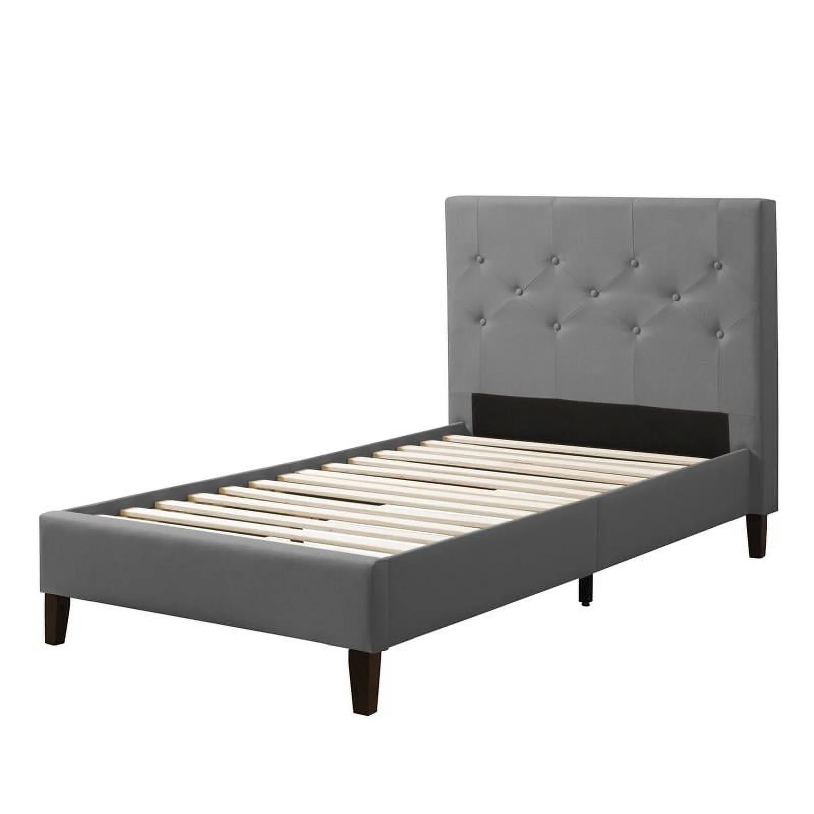 Nova Ridge Light Gray Fabric Tufted Twin / Single Bed with Headboard