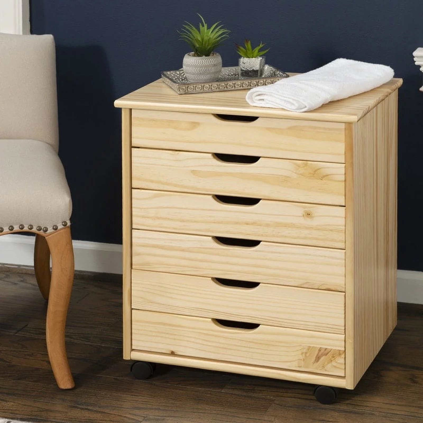 Linon Bridgton 6-drawer Wide Rolling Storage Chest Cart White Painted