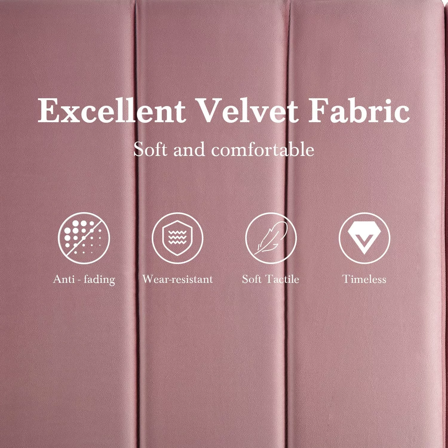 Einfach Queen Size Platform Bed Frame with Velvet Vertical Headboard, Pink