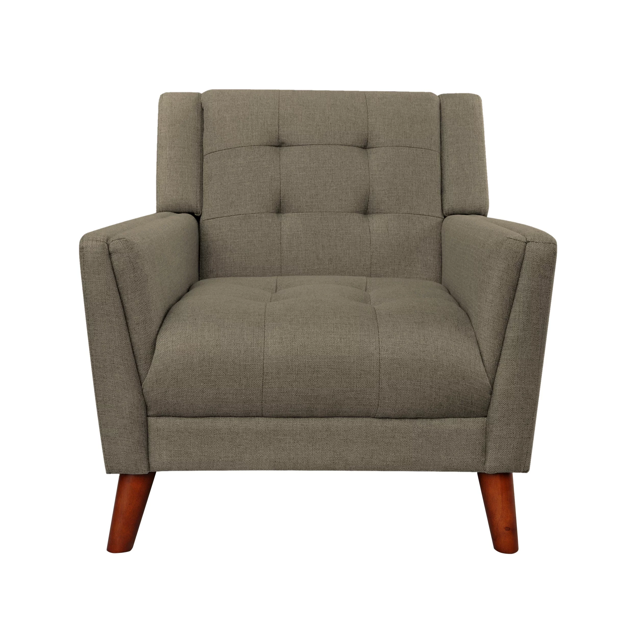 Noble House Laiah Mid Century Modern Fabric Tufted Arm Chair, Mocha