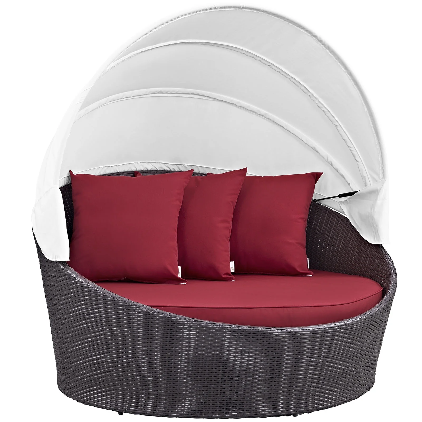 Modway Convene Canopy Outdoor Patio Daybed in Espresso Red