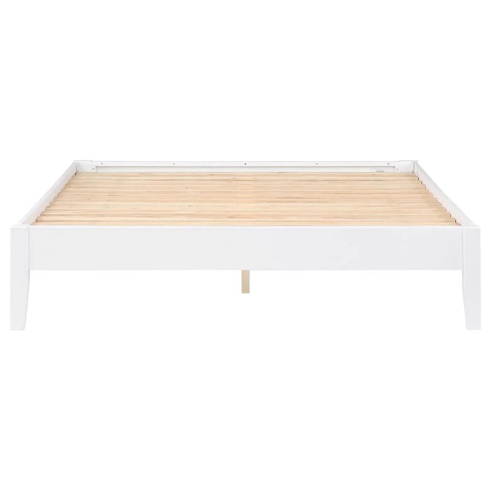 Pemberly Row Contemporary Wood Platform Queen Bed in in White