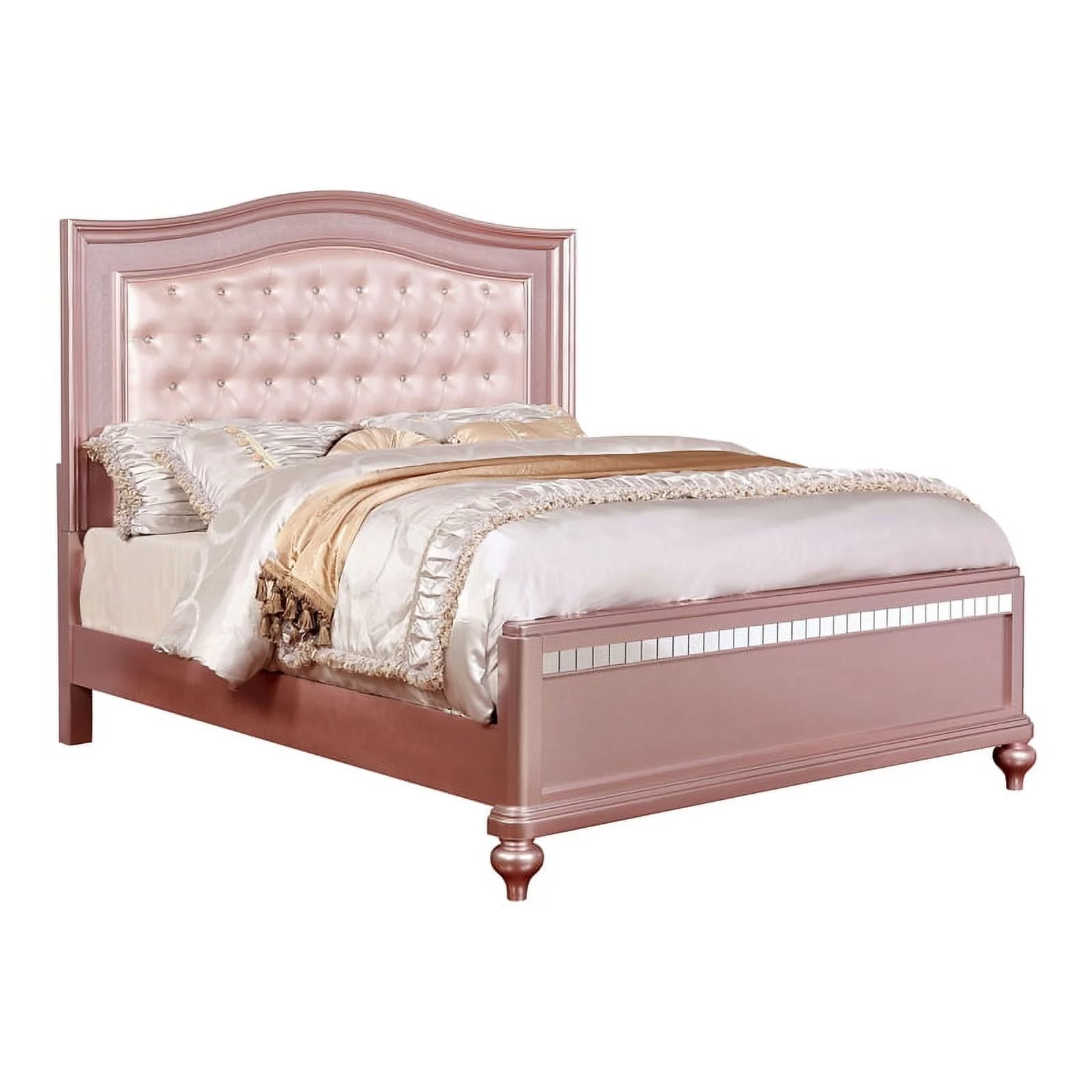 Furniture of America Paisley Contemporary Wood Queen Panel Bed in Rose Gold