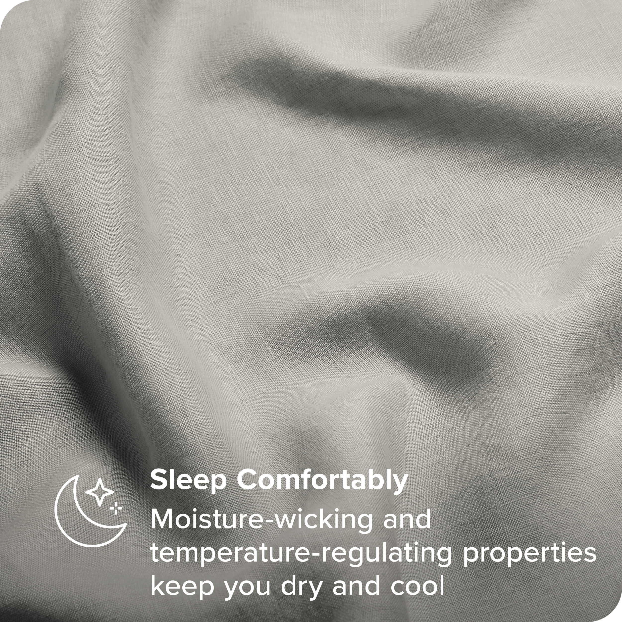 Bare Home Linen Sheet Set - Deep Pocket - Breathable - 4-Pieces - Queen, Glacier Gray