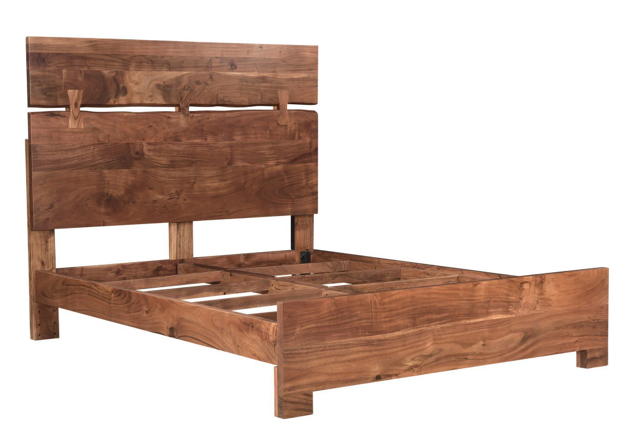 HomeRoots 521072 Live Edge Solid Wood Queen Size Brown Bed