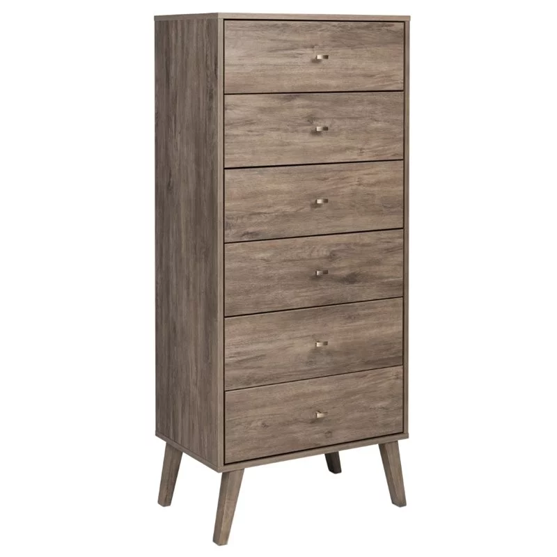 Home Square 6 Drawer Wood Chest Set in Drifted Gray (Set of 2)