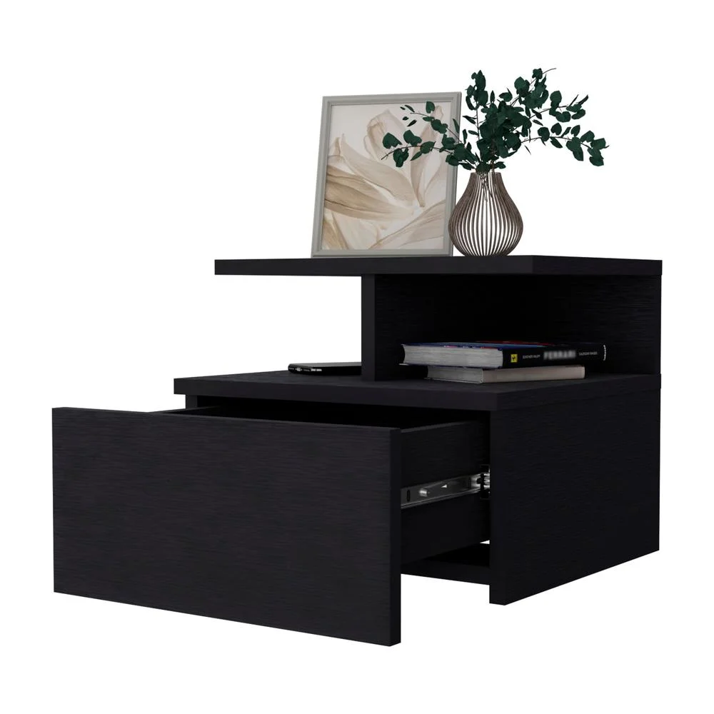 FM FURNITURE LLC Augusta Floating Nightstand ,Black