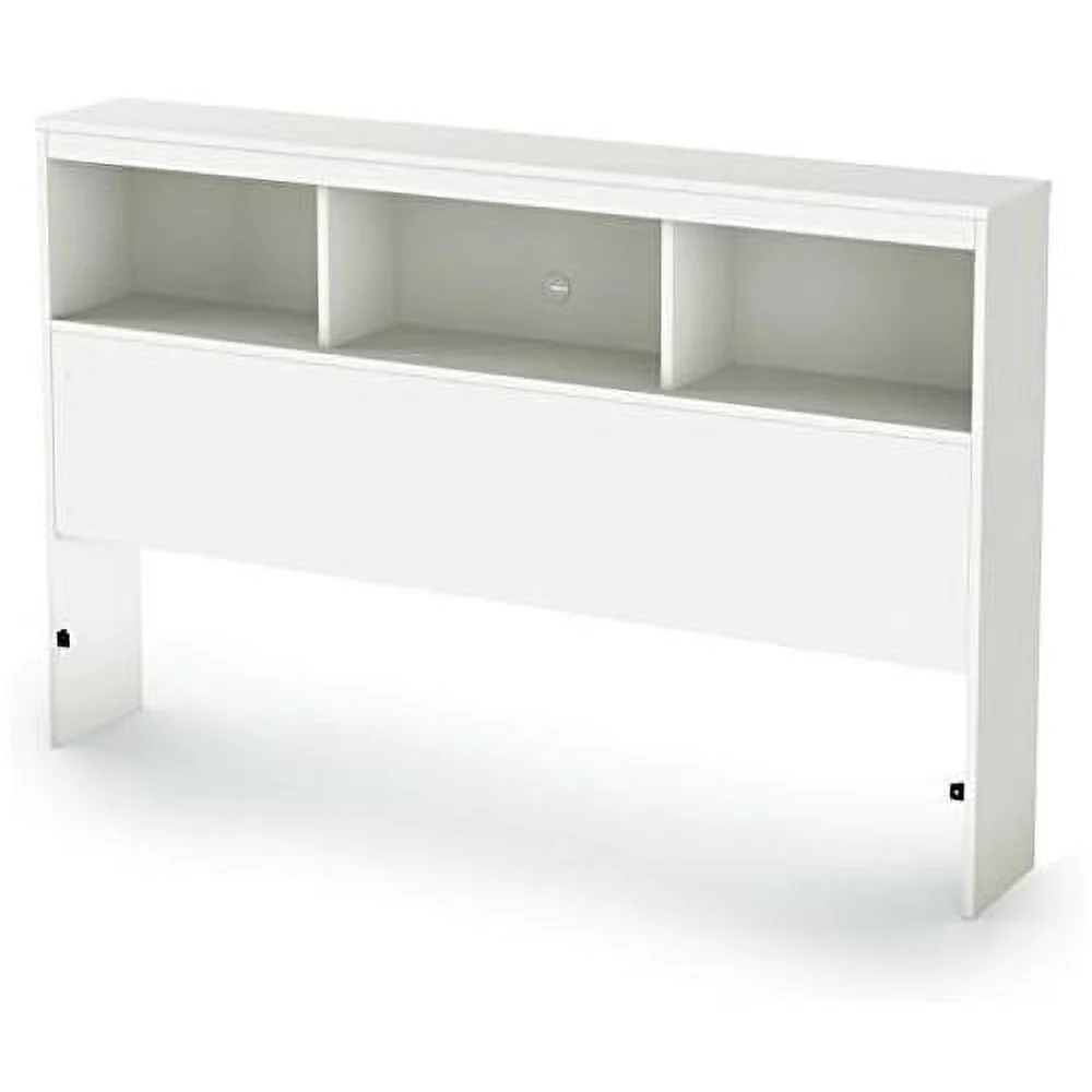 Modern Wood Storage Headboard / 3 Open Shelves/Full Size/White