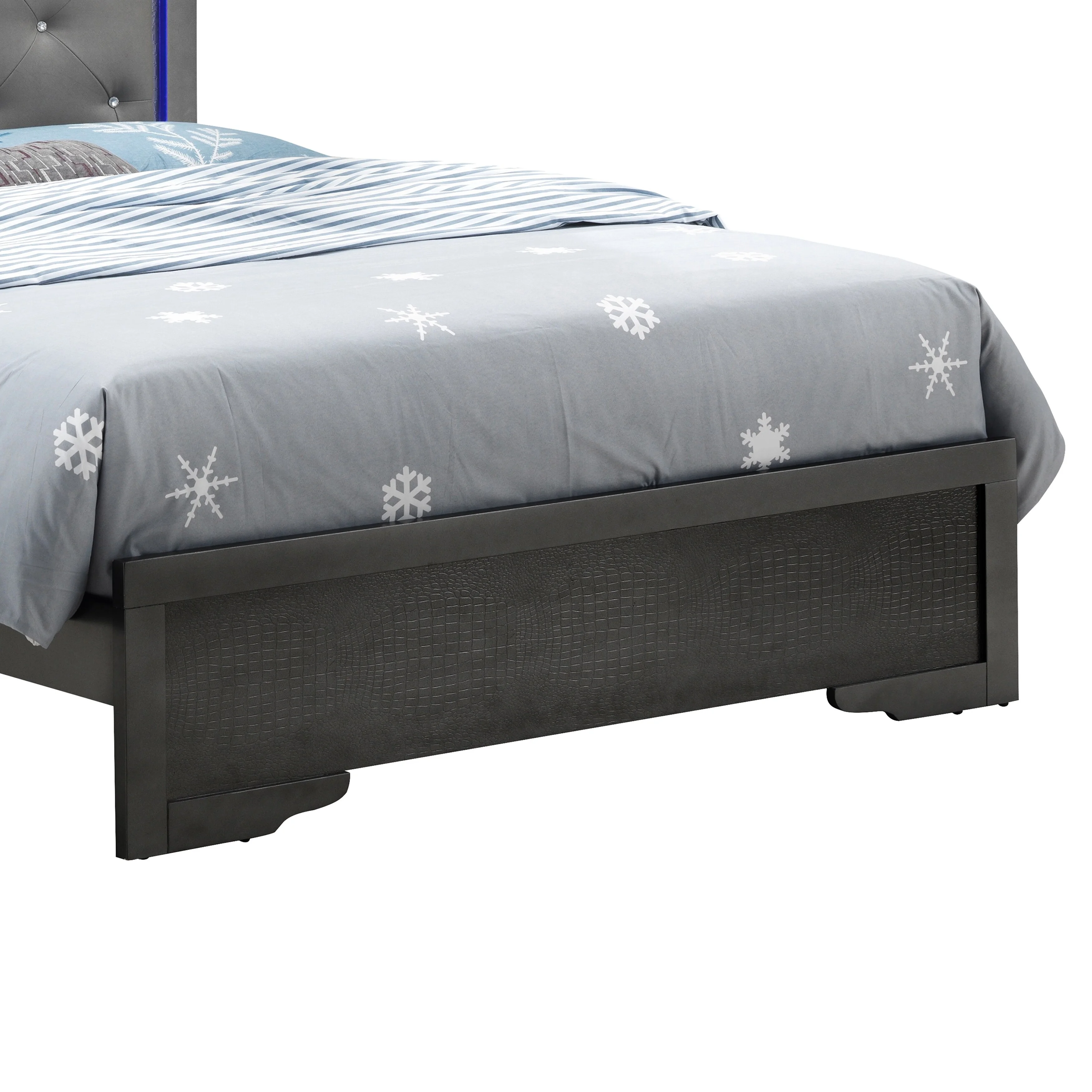 LYKE Home Luna LED Headboard Metallic Black Bed King