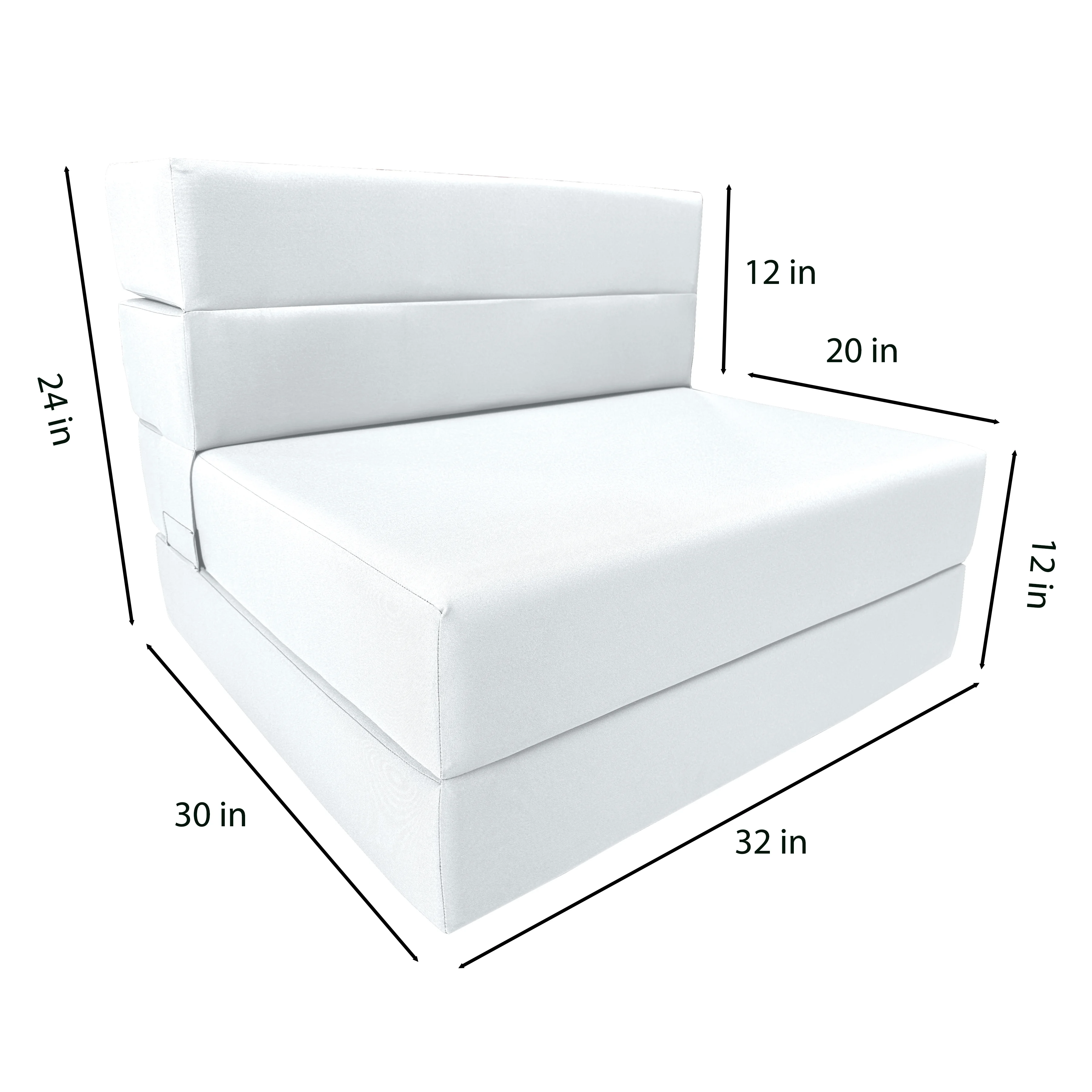 Lounger Folding Foam Mattresses, Portable Convertible Sofa Beds, Sleeper Flip Chairs, White 80 x 32 x 6