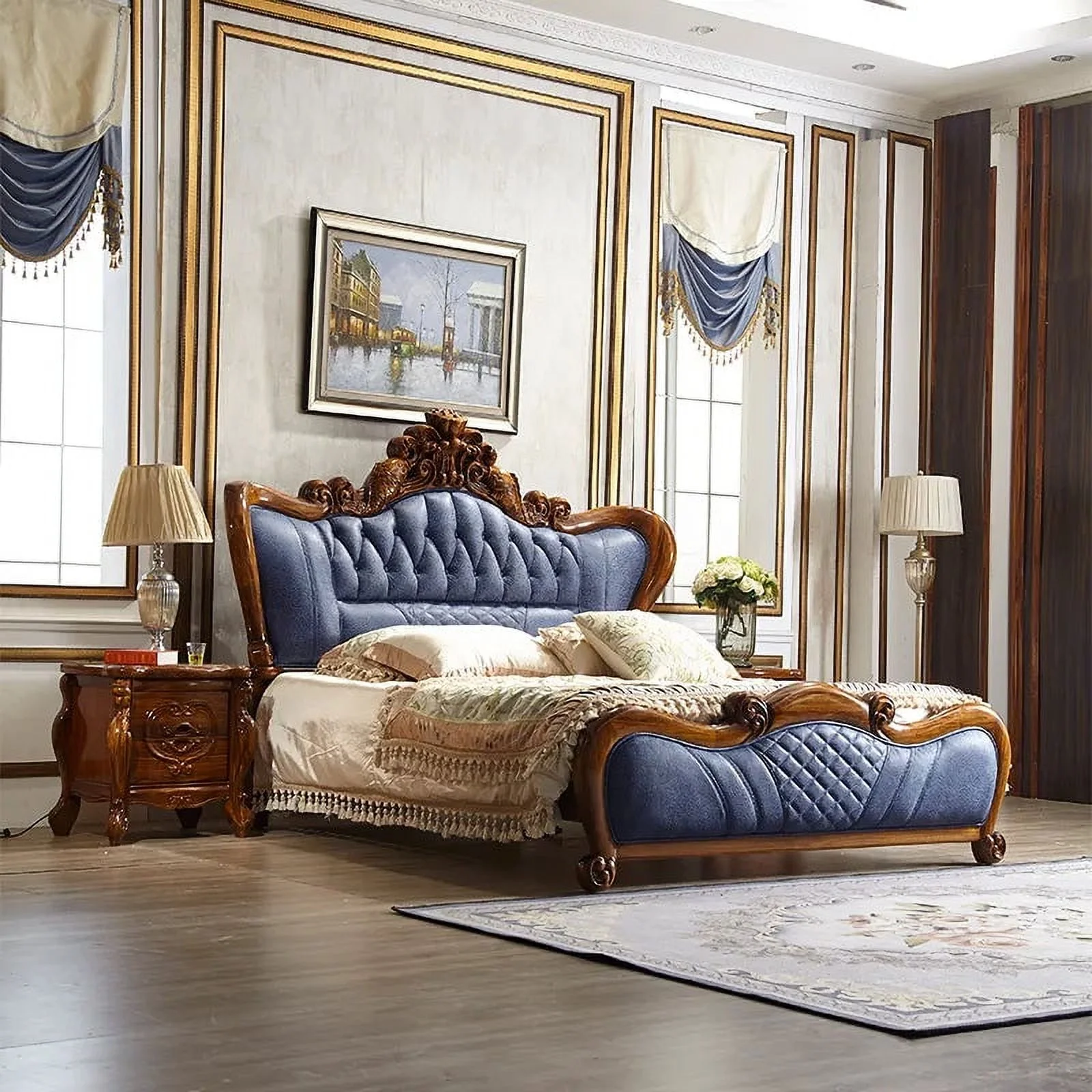 Waterproof Leg Edges Double Bed King Wood Luxury Loft Double Bed High Support Frame Baby Girl Camas Matrimonial Furniture