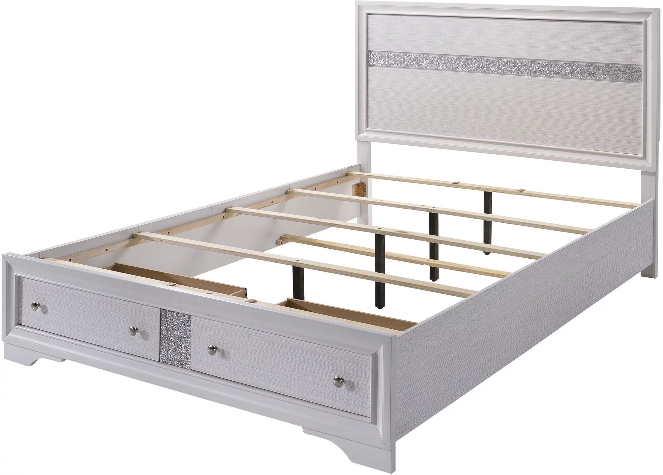 Contemporary White Color Eastern King Size Bed White Color 1pc Bed Bedroom Furniture Panel HB