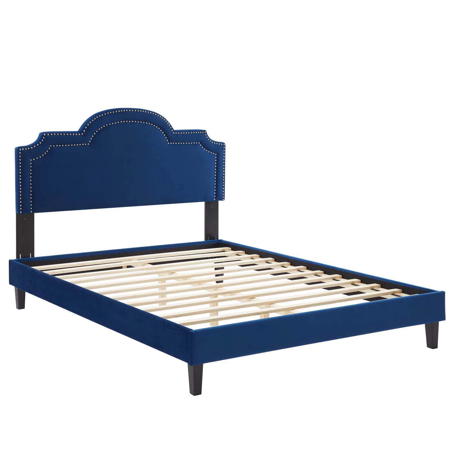 Modway Aviana Performance Velvet King Bed in Navy