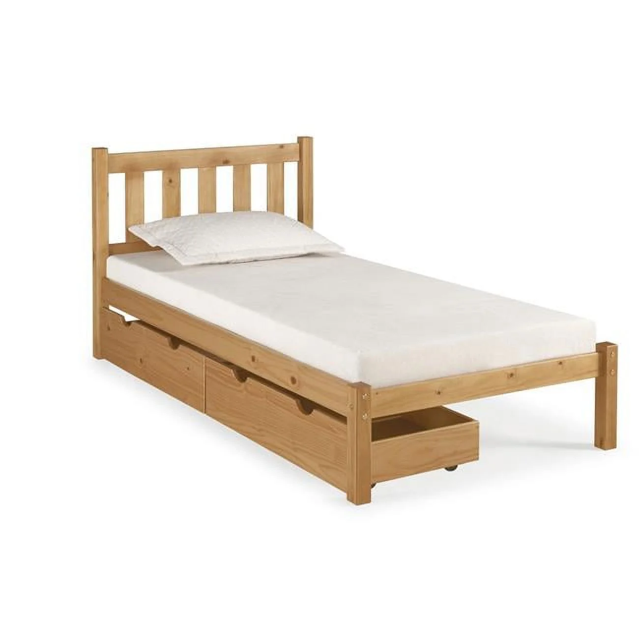 Poppy Twin Size Wood Platform Bed with Storage Drawers, Cinnamon