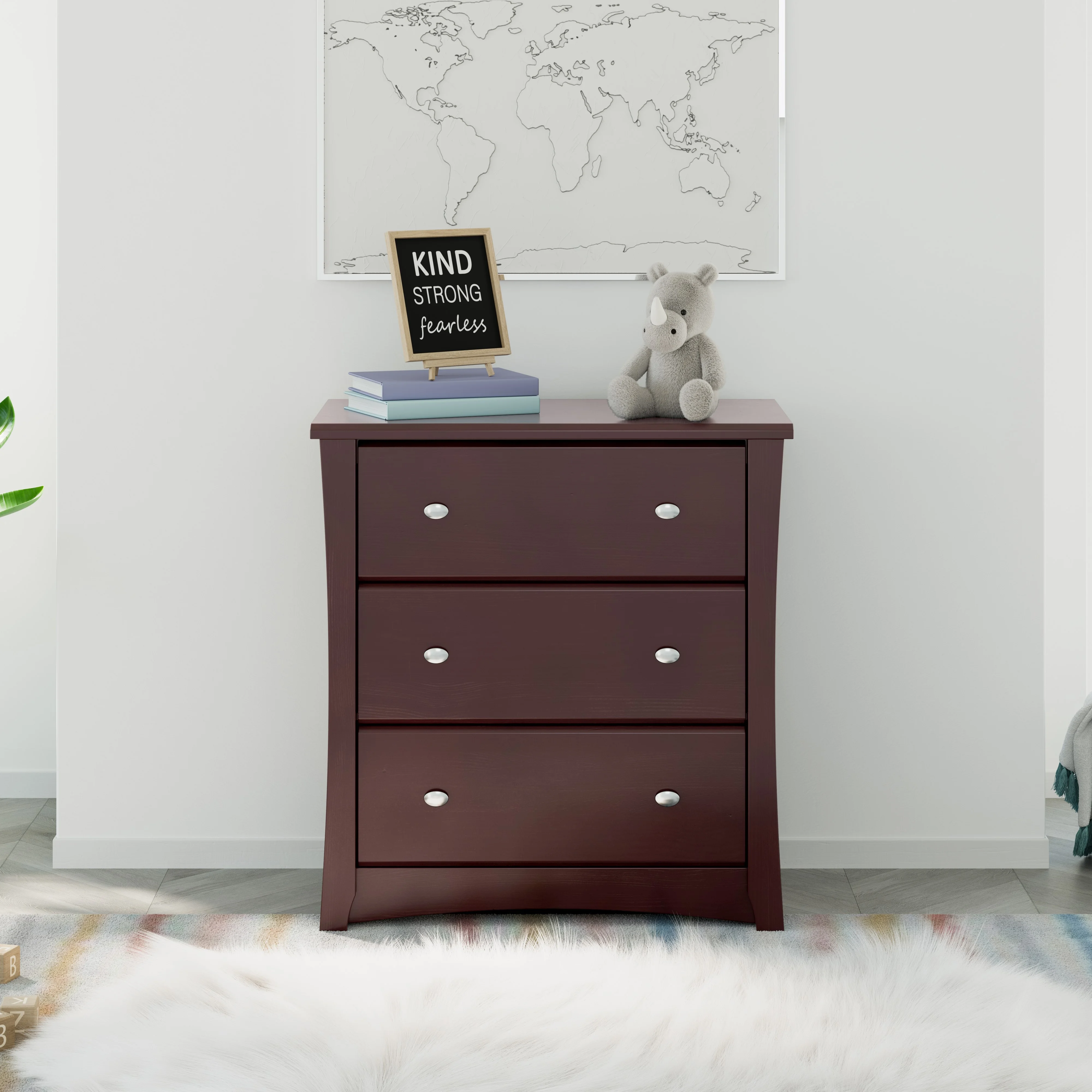 Storkcraft Crescent 3 Drawer Modern Dresser Espresso