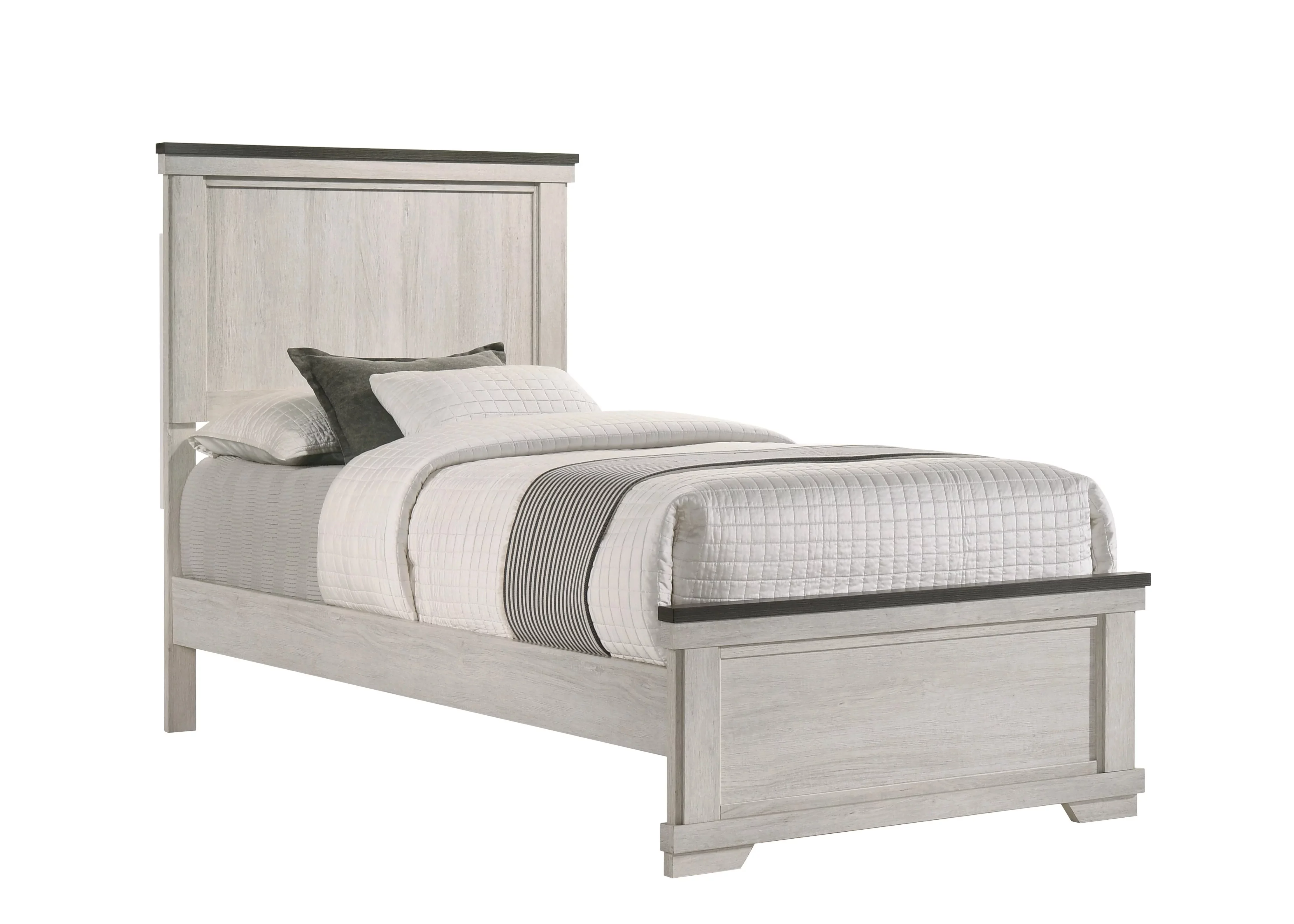 Contemporary 1pc Cottage Style Panel Twin Size Bed Bedroom Wooden Furniture Chalk Finish