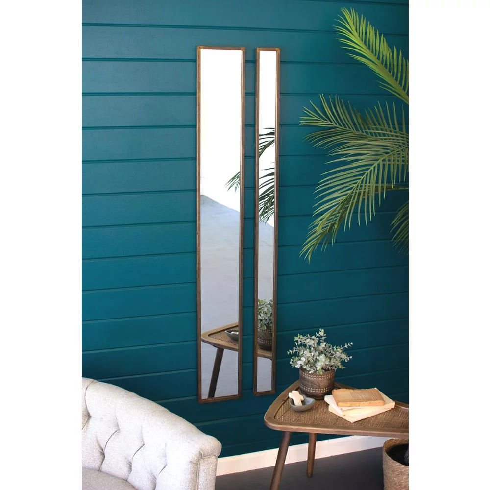 Tall Thin Wall Mirror Brass 4