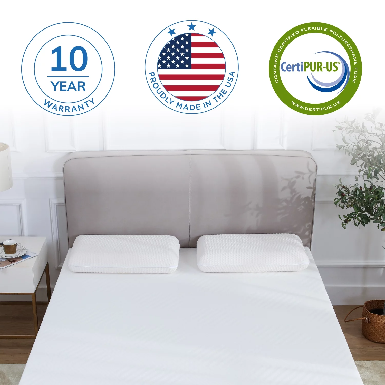 EGO White 8 inch Queen Size Memory Foam Mattress, Bed in a Box, Medium Firm