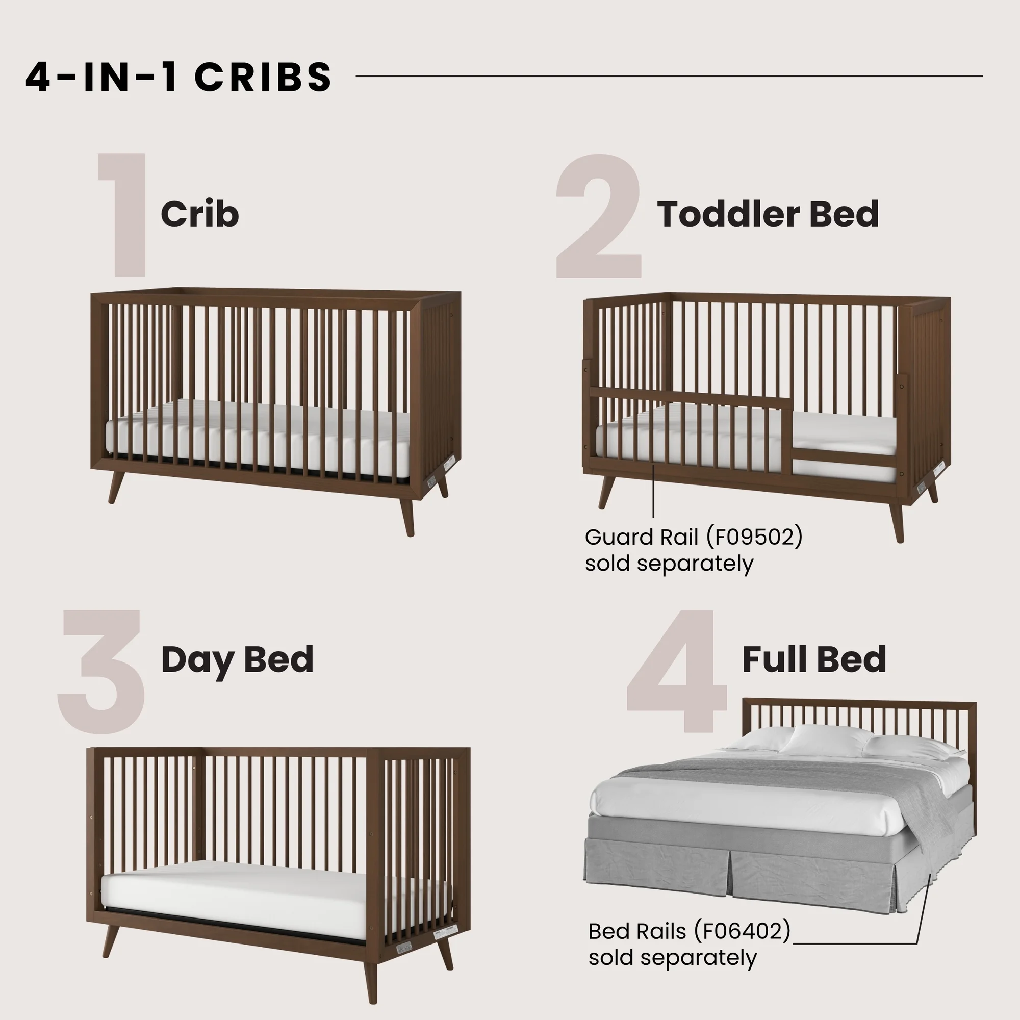 Child Craft Cranbrook 2-Piece Nursery Set, Includes 4-in-1 Convertible Crib and 6-Drawer Double Dresser (Toasted Chestnut)