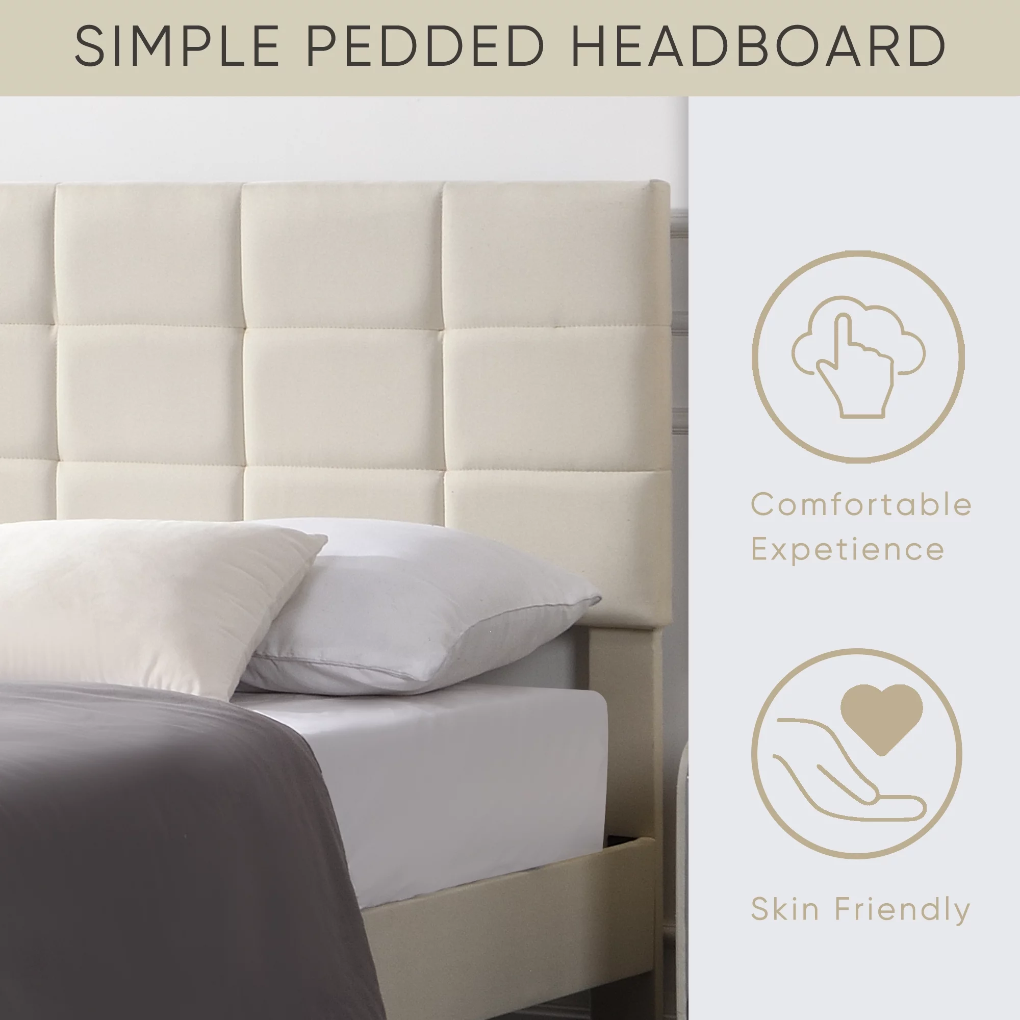 PAPROOS Upholstered Full Bed Frame, New Upgraded Fabric Platform Bed with Headboard, Strong Wooden Slats Support, Full Size Bed for Boys Girls Teens Adults, Holds 800lbs, No Box Spring Needed, Beige