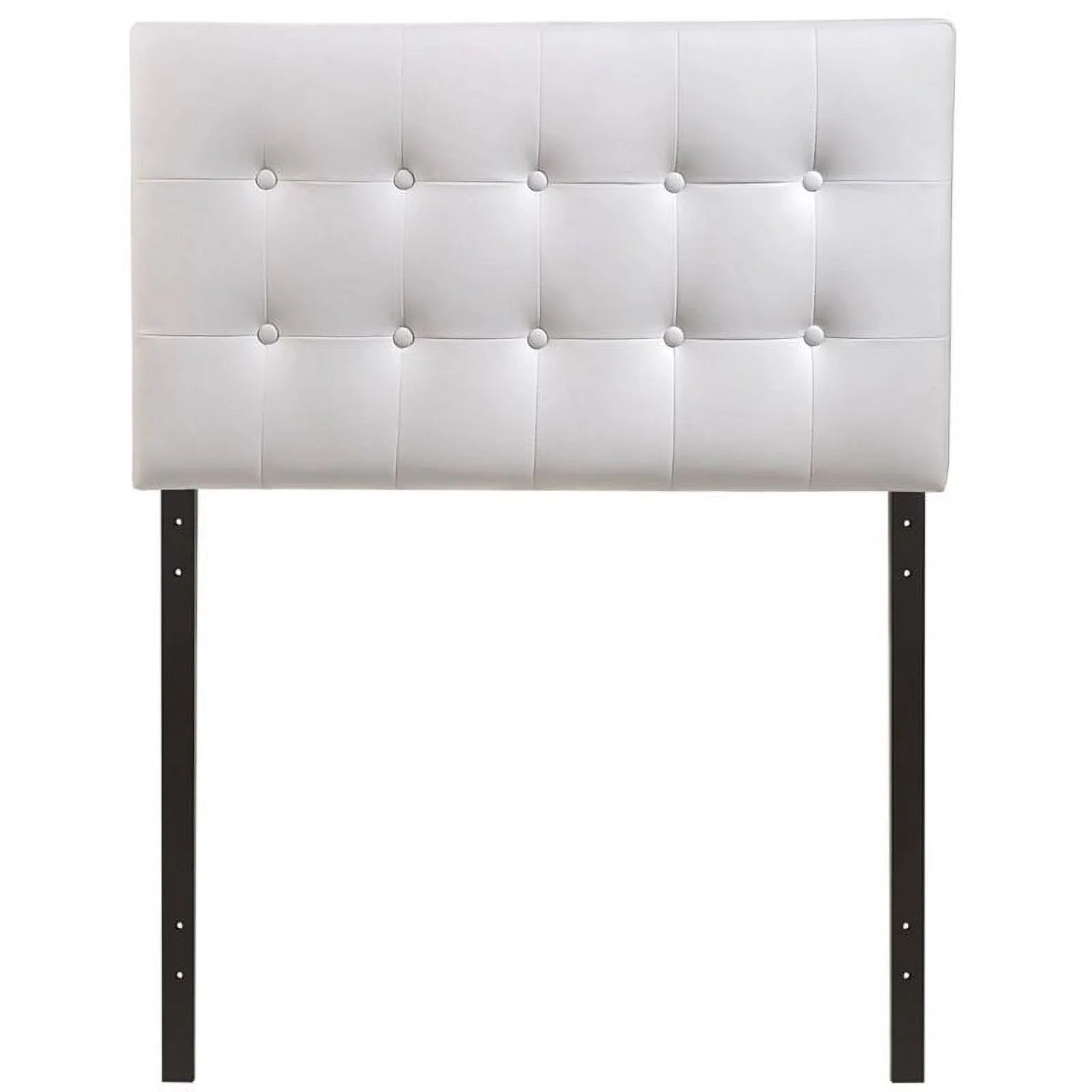 Roseberry Kids Modern Vinyl Twin Panel Headboard with Wood Frame in White