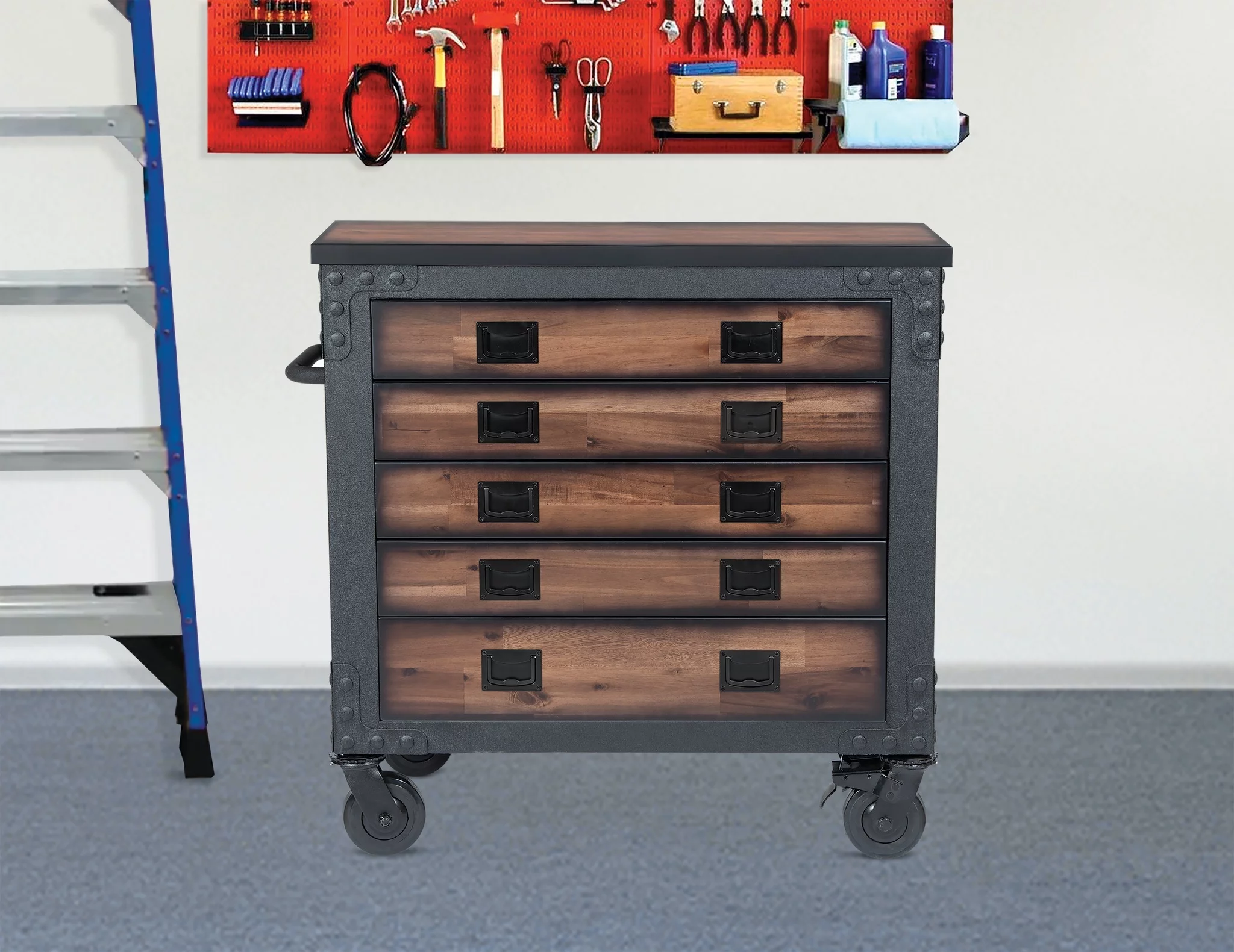 Duramax 36 inches 5-Drawers Rolling Tool Chest with Wood Top