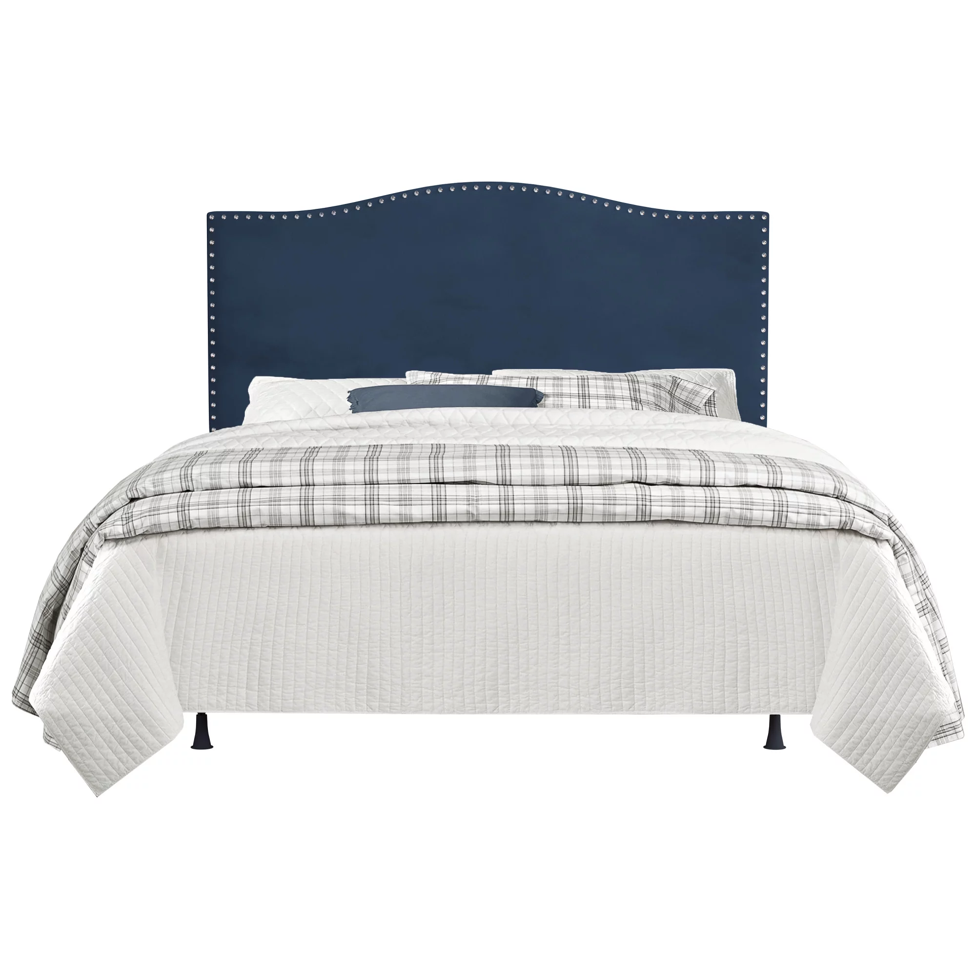 Hillsdale Furniture Kiley Upholstered Full/Queen Headboard with Bed Frame, Blue Velvet