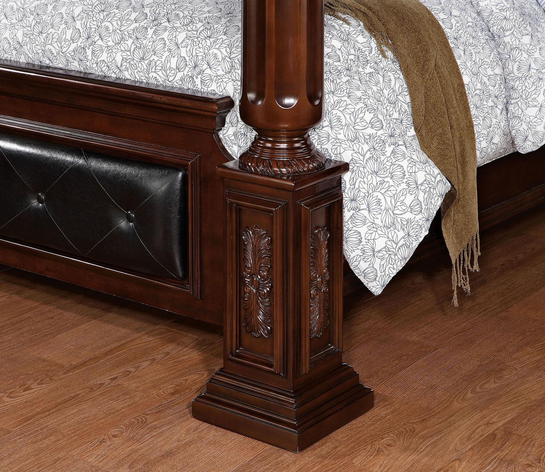 Traditional Brown Cherry Solid Wood Queen Bedroom Set 6pcs FOA CM7271-Q Mandalay