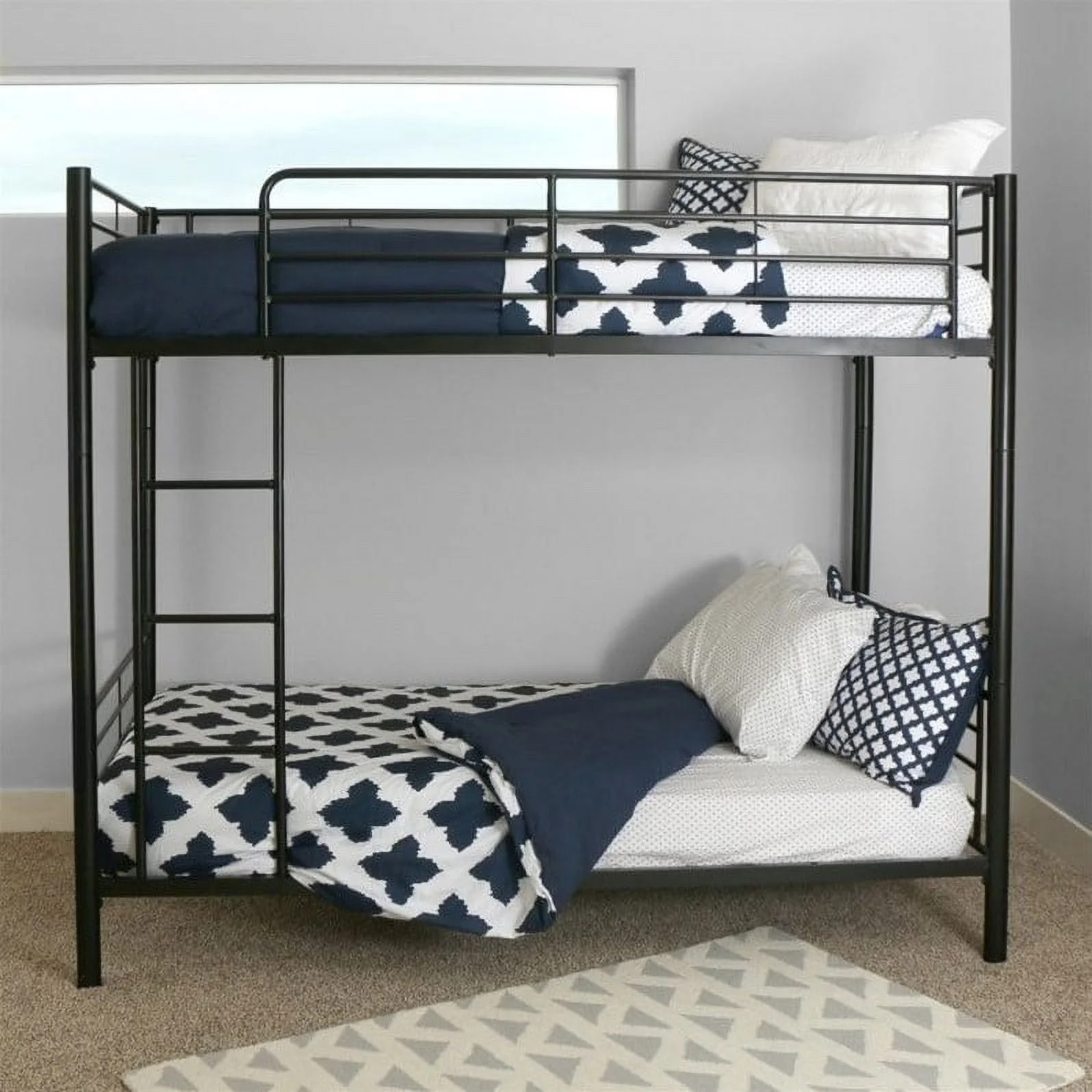 Kingfisher Lane Twin over Twin Metal Bunk Bed in Black Finish