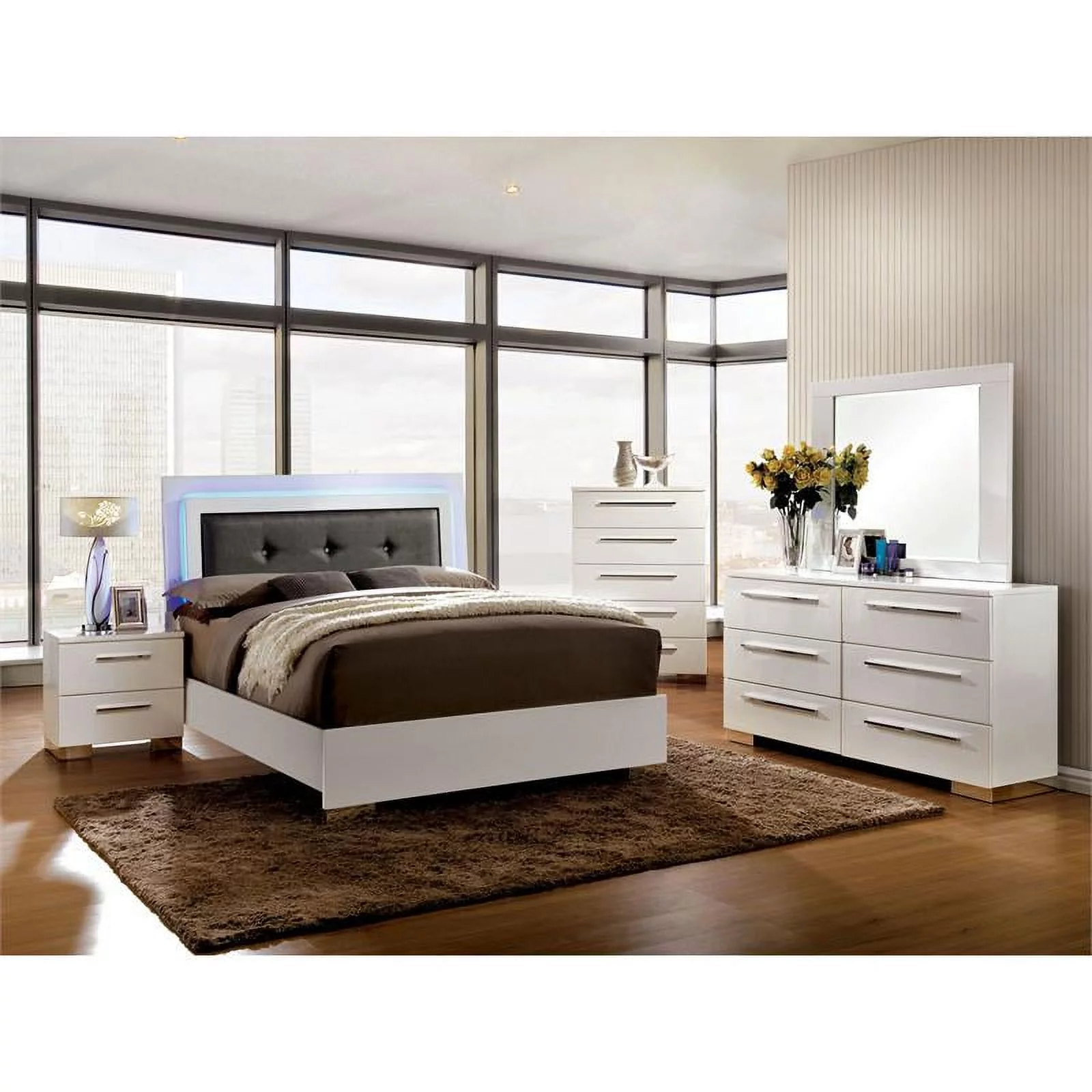 Furniture of America Rayland Contemporary Wood 6-Drawer Dresser in Glossy White