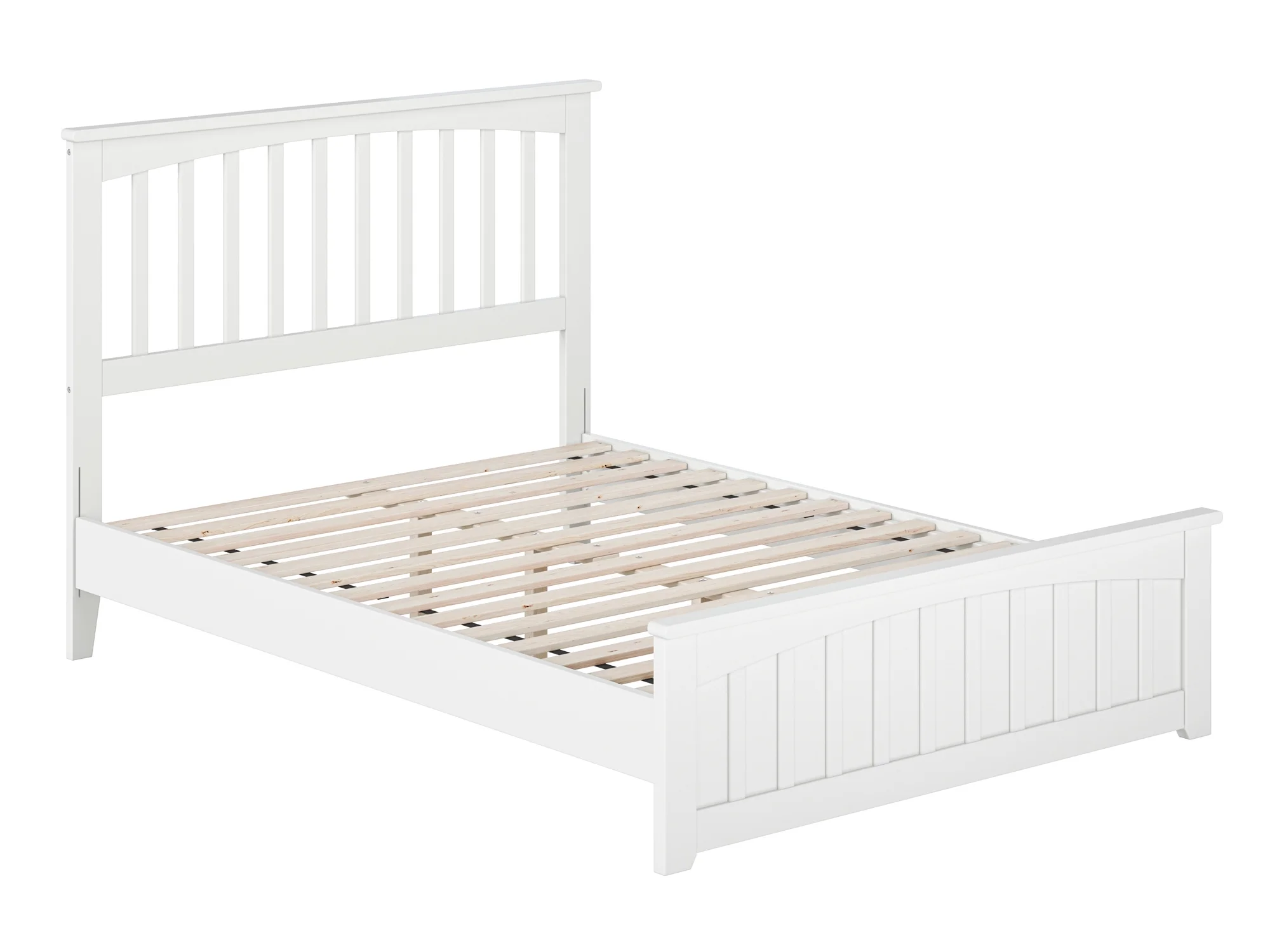 AFI Becket Full Solid Wood Low Profile Platform Bed with Matching Footboard, White