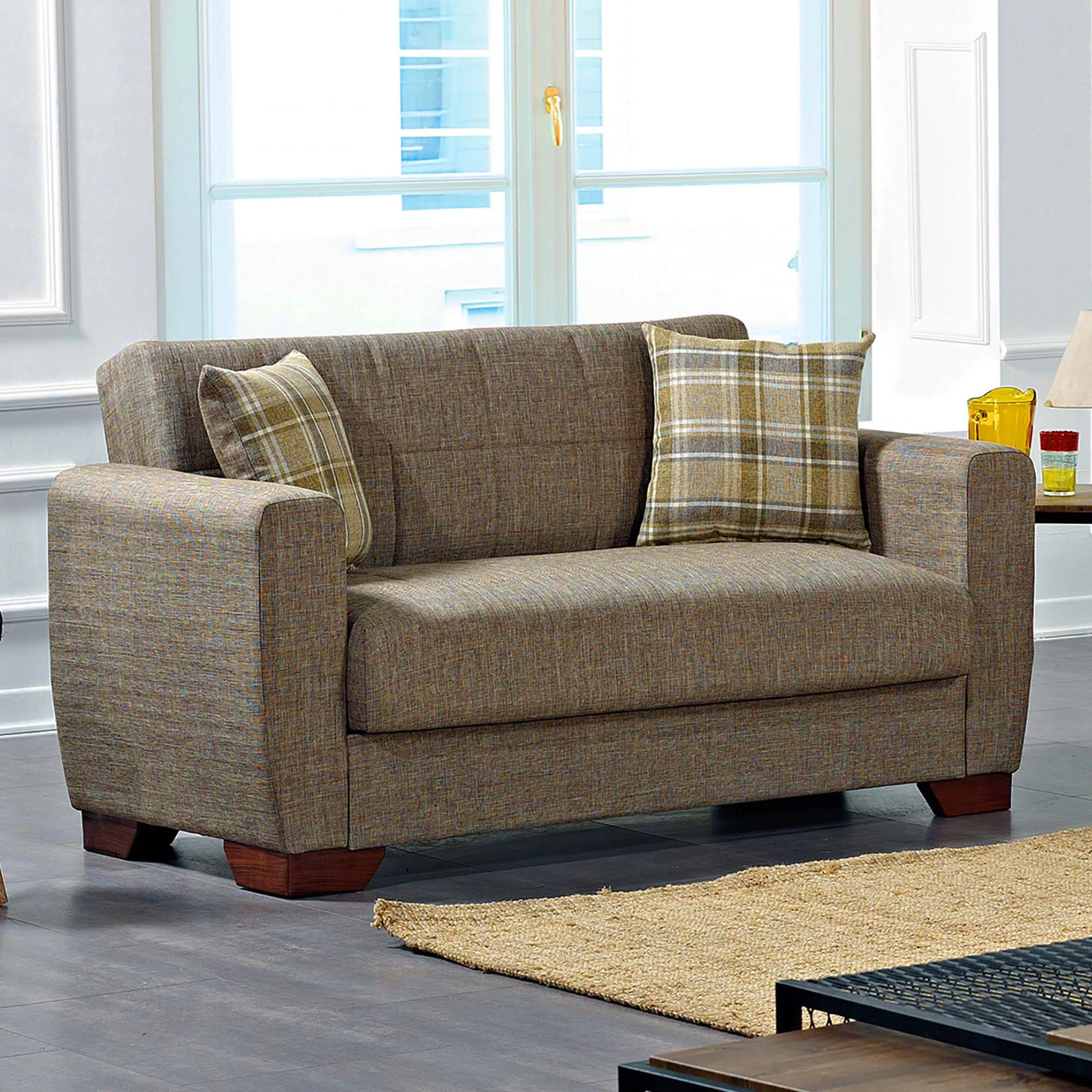Ottomanson Haven Sleeper Loveseat, Brown Chenille