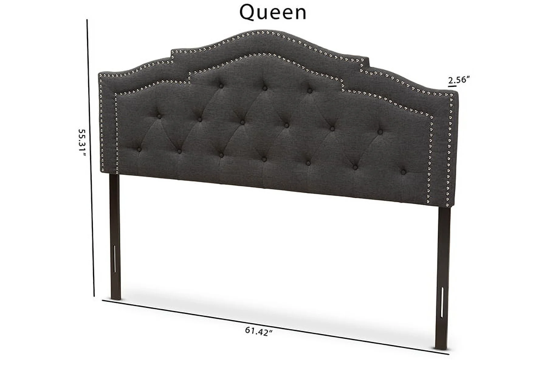 Baxton Studio Edith Modern and Contemporary Dark Grey Fabric Queen Size Headboard,Wholesale Interiors