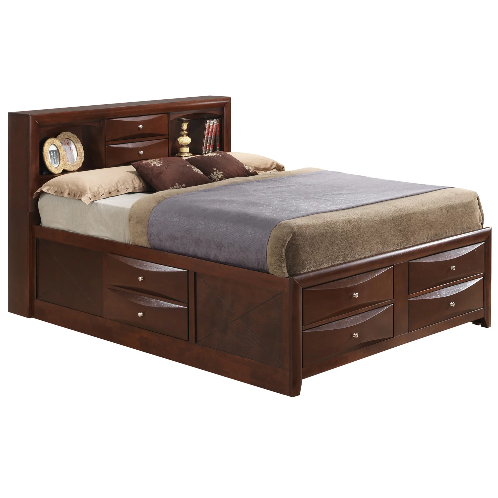 Passion Furniture Marilla Cherry Queen Panel Beds, PF-G1550G-QSB3
