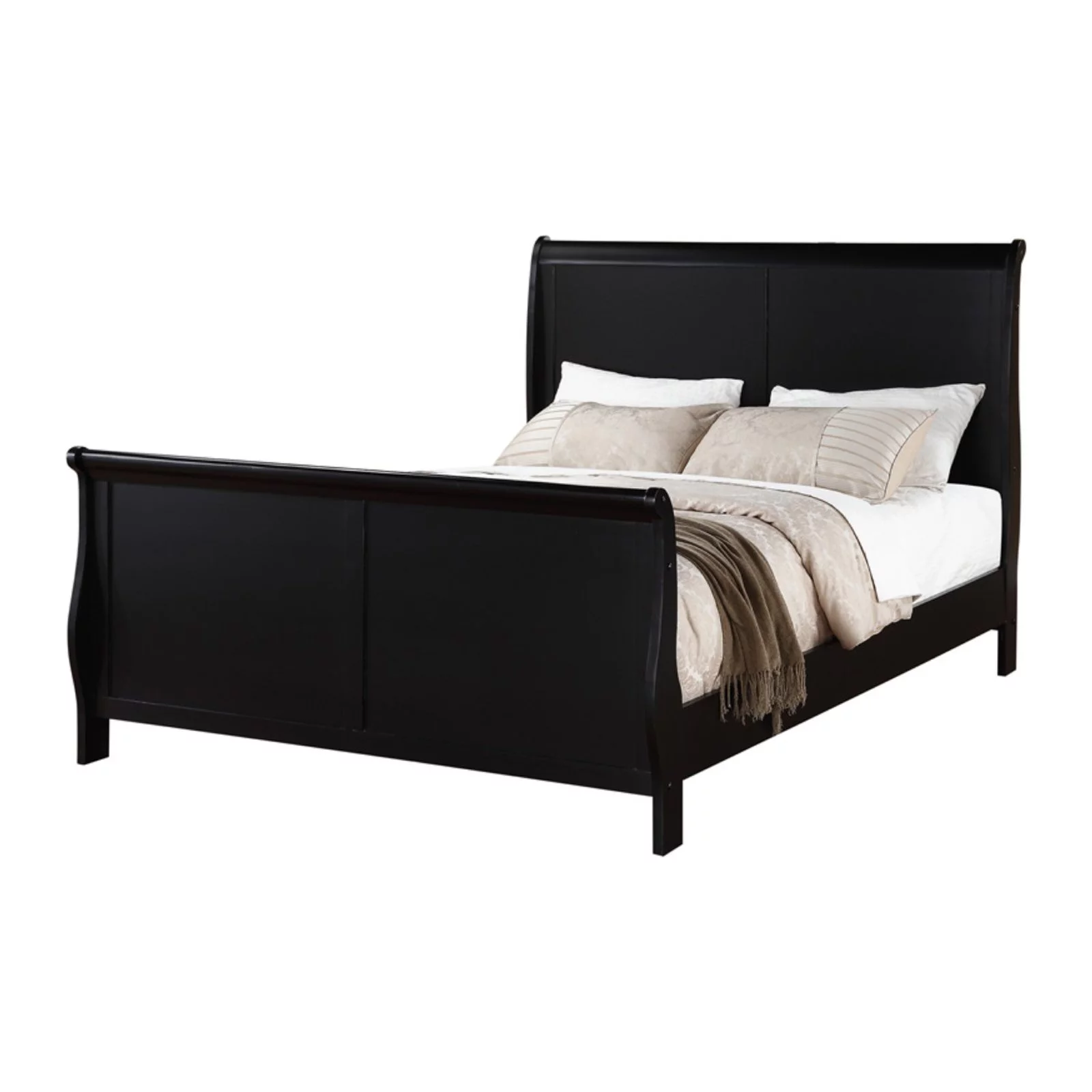 BenJara Astonishing Queen Louis Phillippe Bed , Cherry-Color:Black