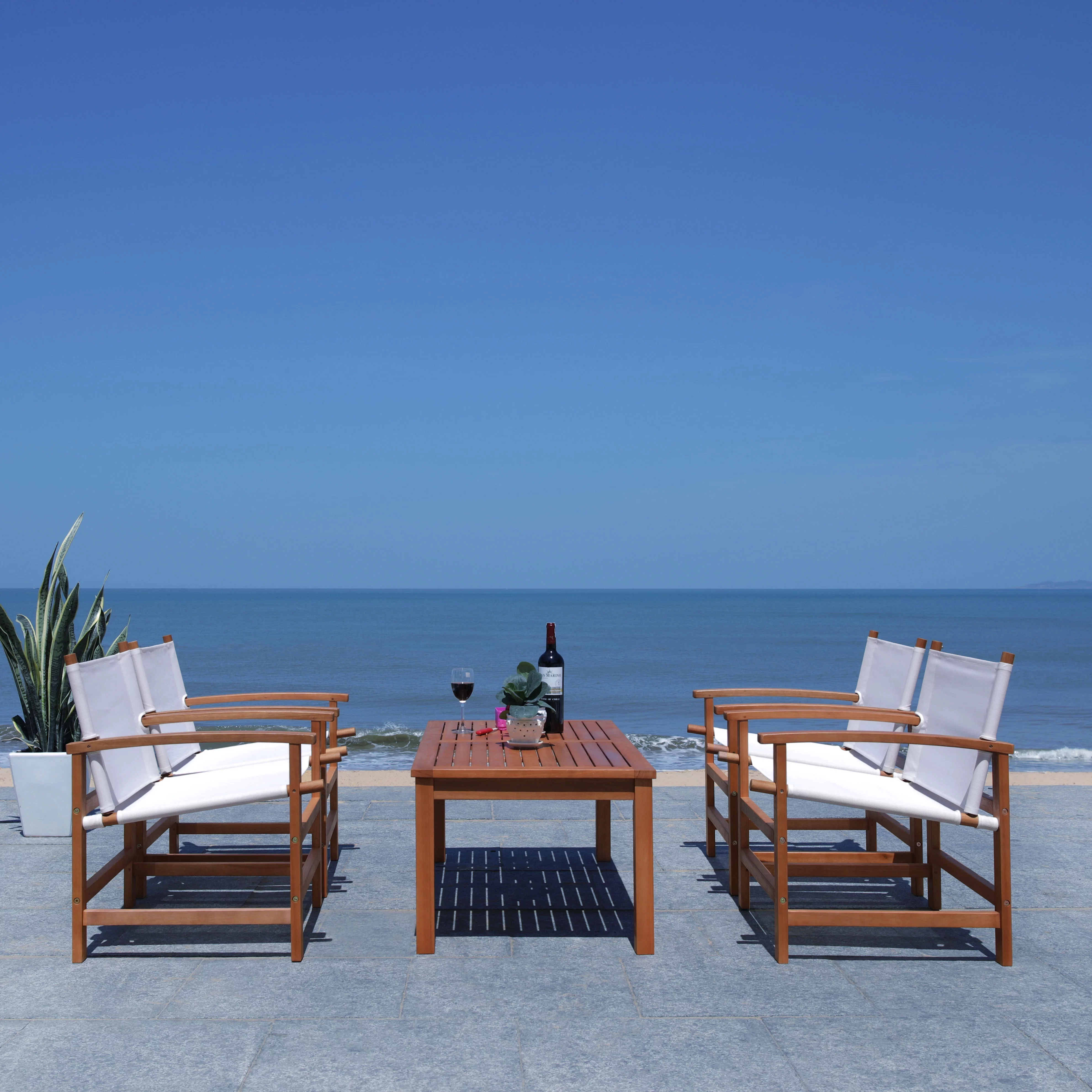 SAFAVIEH Outdoor Collection Mardin Dining Set Natural/Beige