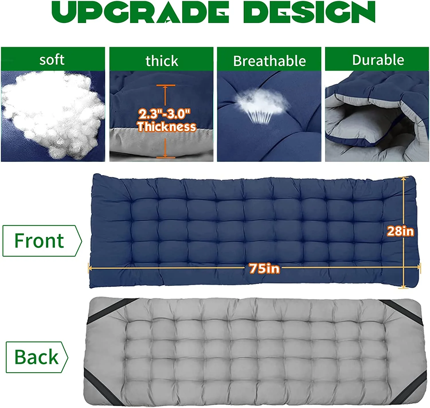 Slsy Folding Camping Cots for Adults, Double Layer 1200D Cot for Sleeping, Heavy Duty Guest Bed with Mattress & Carrying Bag Home Camping Office Vacation Nursing