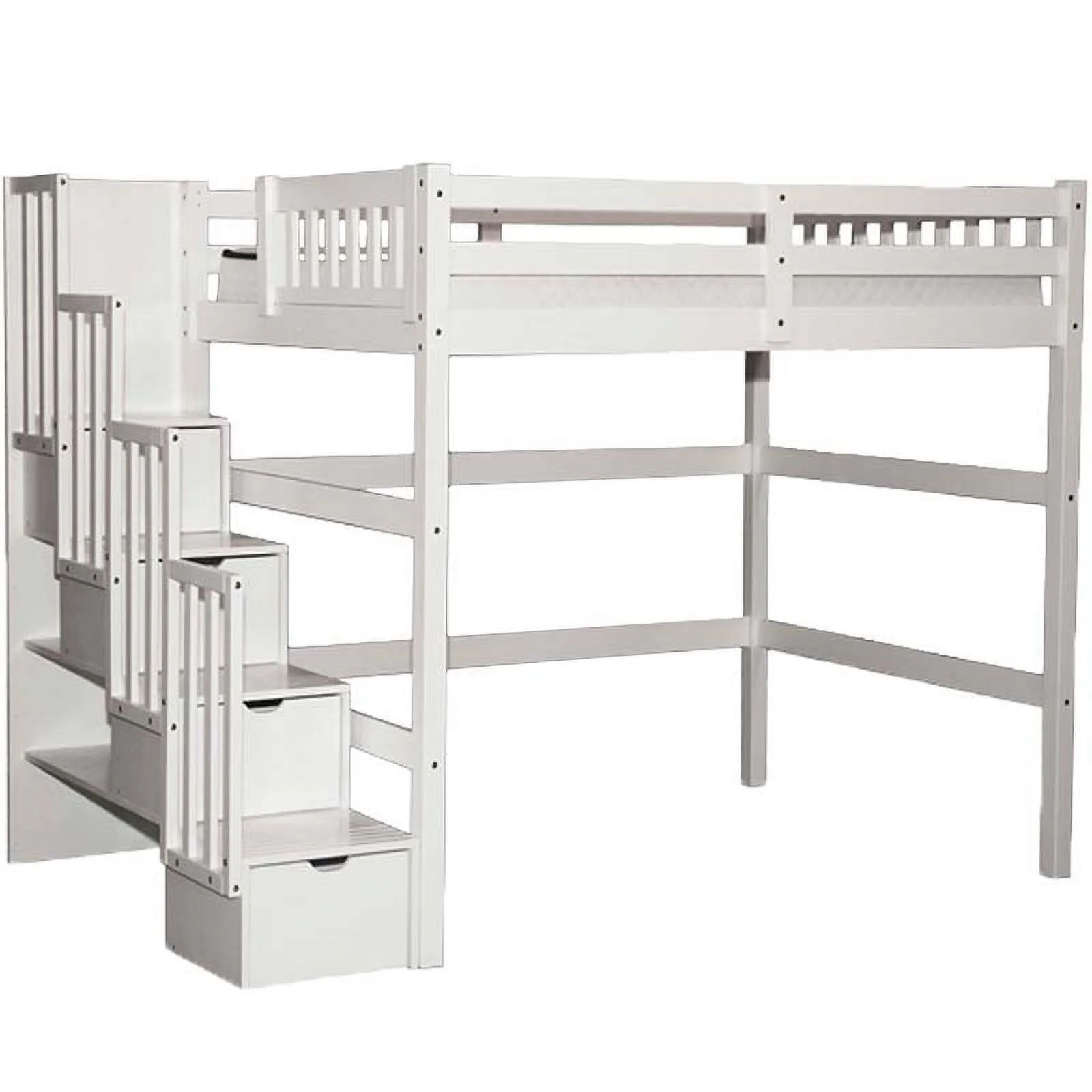 Aria Stairway Full Loft Bed White