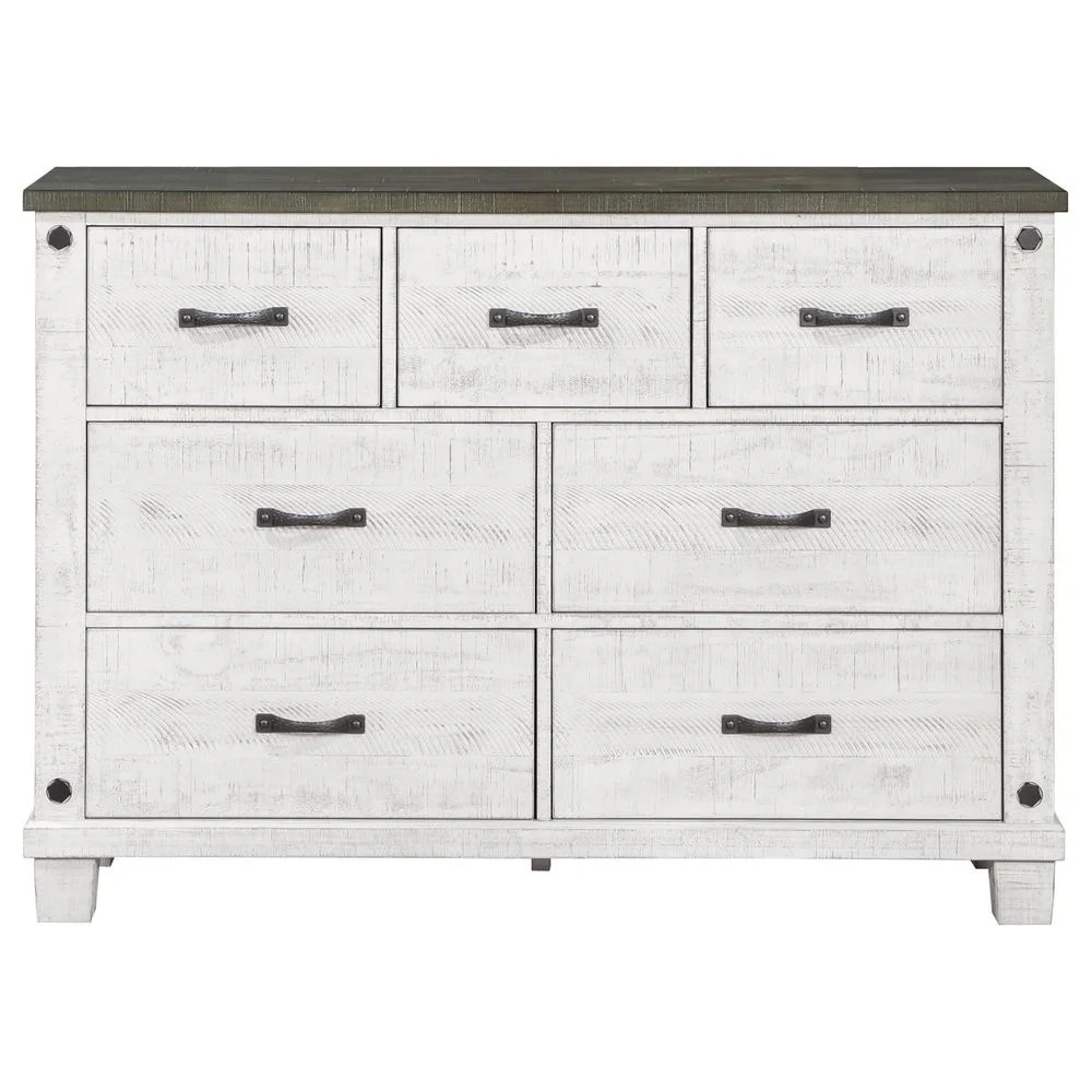 Coaster Lilith 7-drawer Wood Dresser Distressed Distressed Gray and White