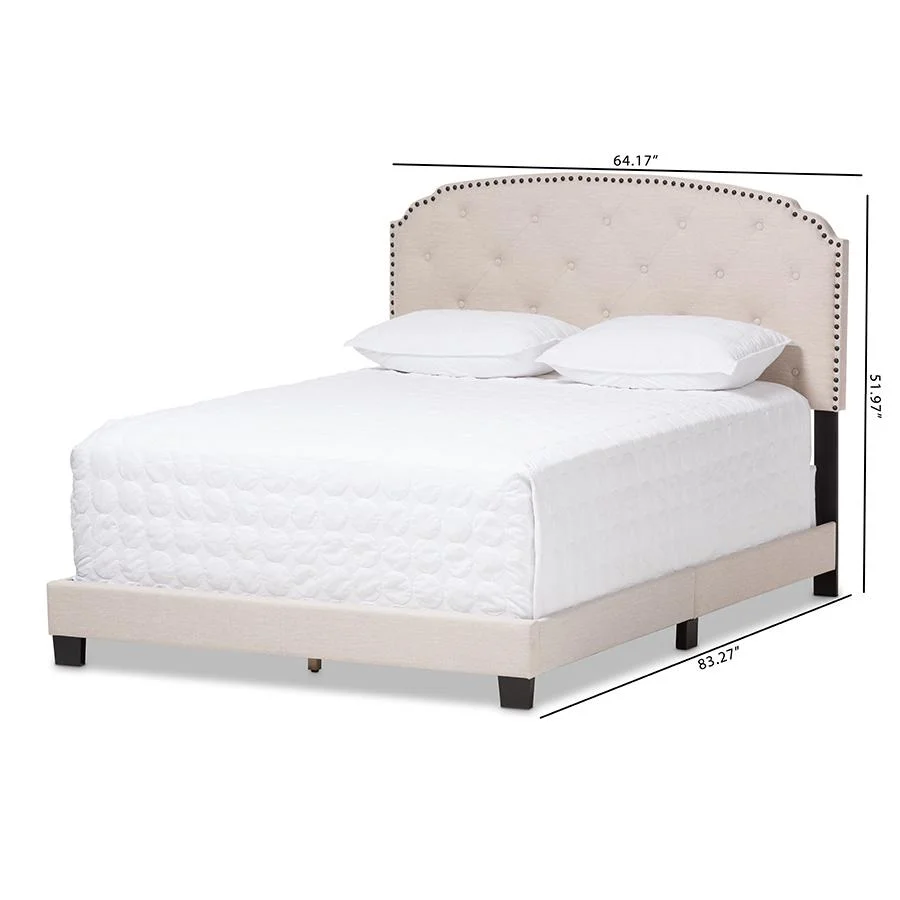 Baxton Studio Lexi Tufted Full Low Profile Bed in Light Beige